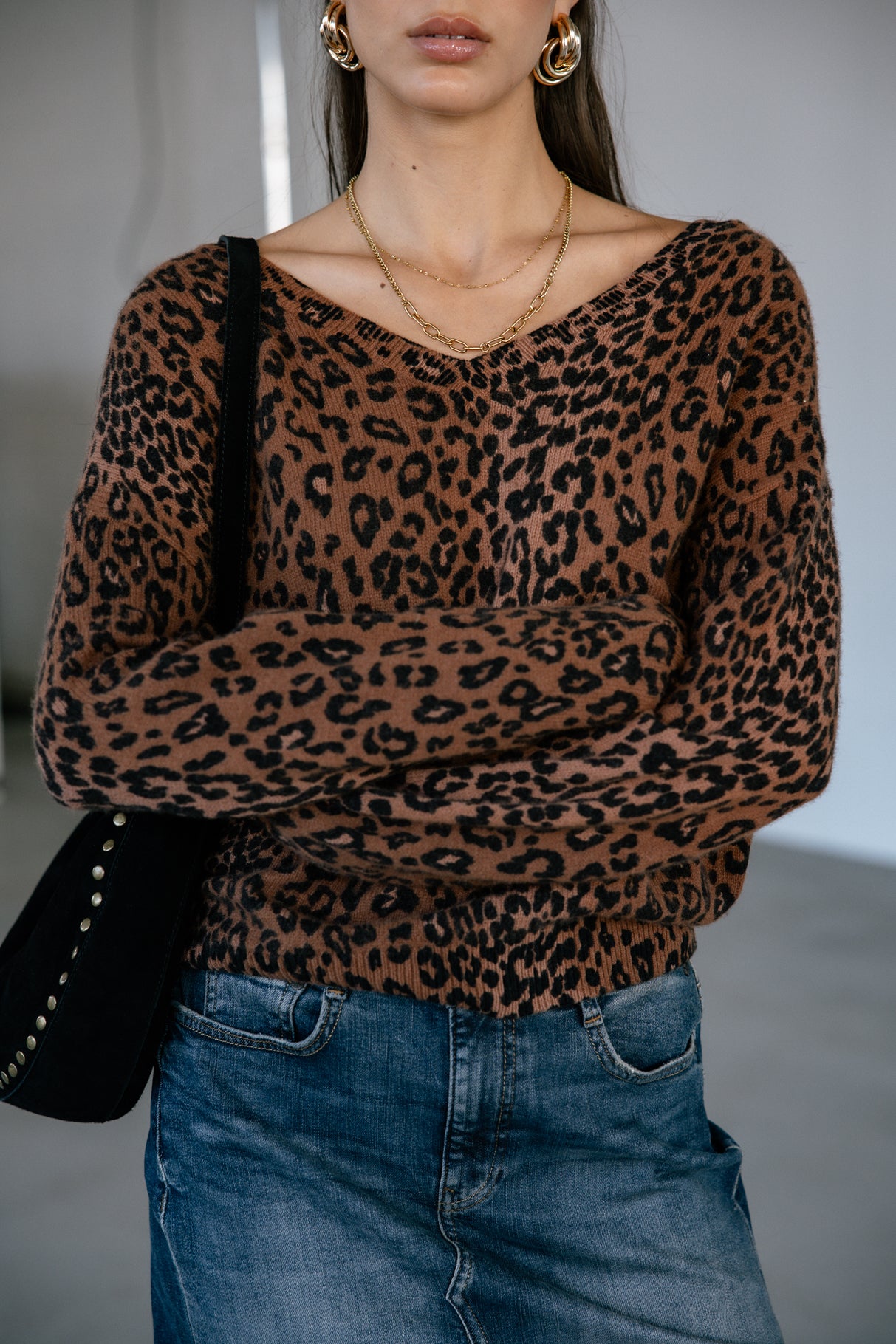 Pull imprimé léopard Frau Parina Deep Dye Leo brown sugar | Freeman T. Porter