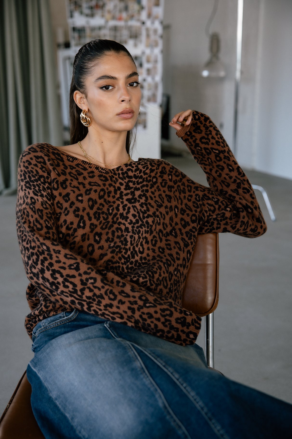 Pull imprimé léopard Frau Parina Deep Dye Leo brown sugar | Freeman T. Porter