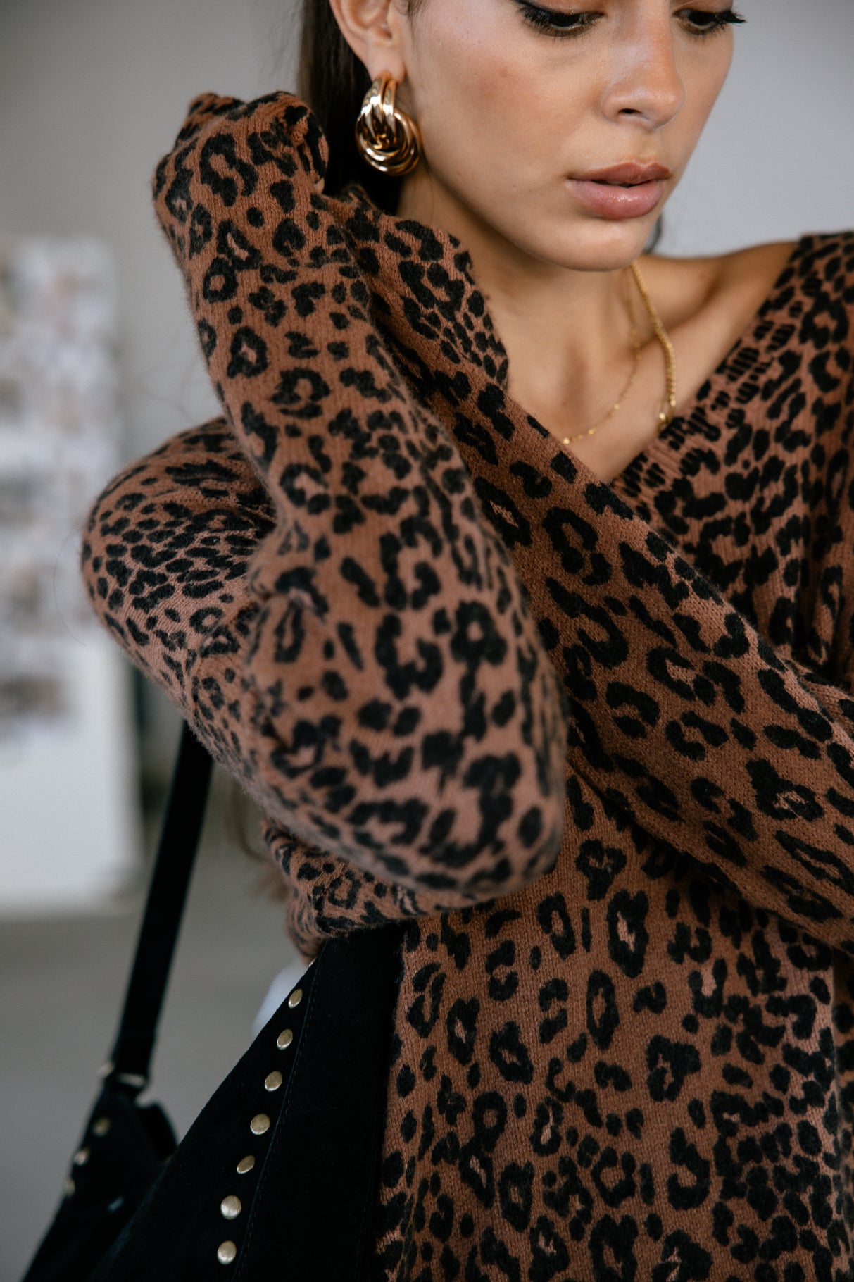 Pull imprimé léopard Frau Parina Deep Dye Leo brown sugar | Freeman T. Porter