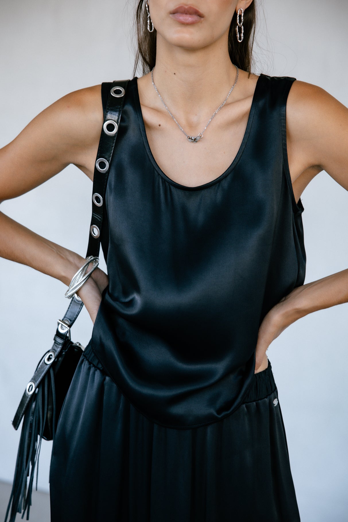 Top sans manche Femme Dulcia Silk black | Freeman T. Porter