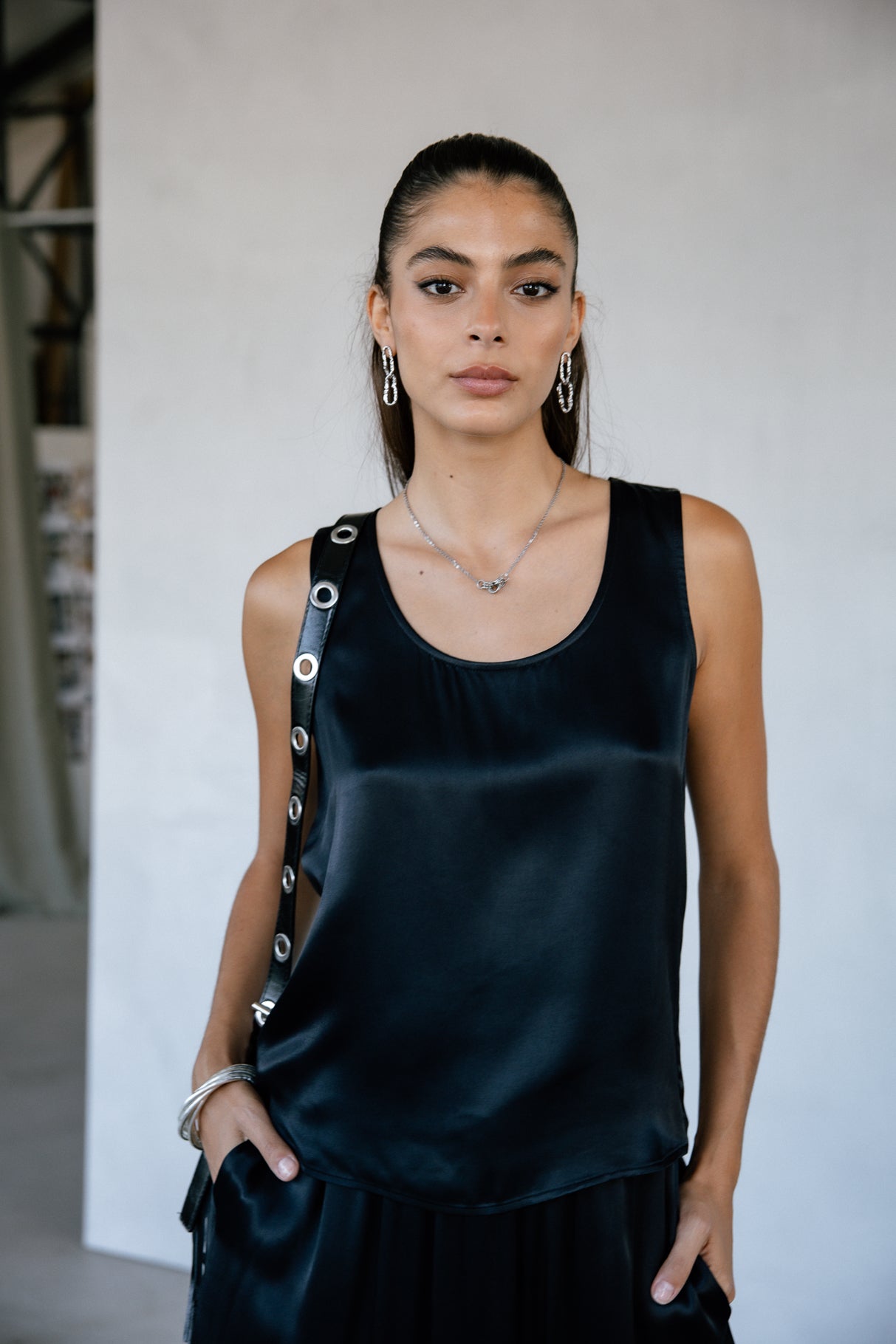 Top sans manche Femme Dulcia Silk black | Freeman T. Porter