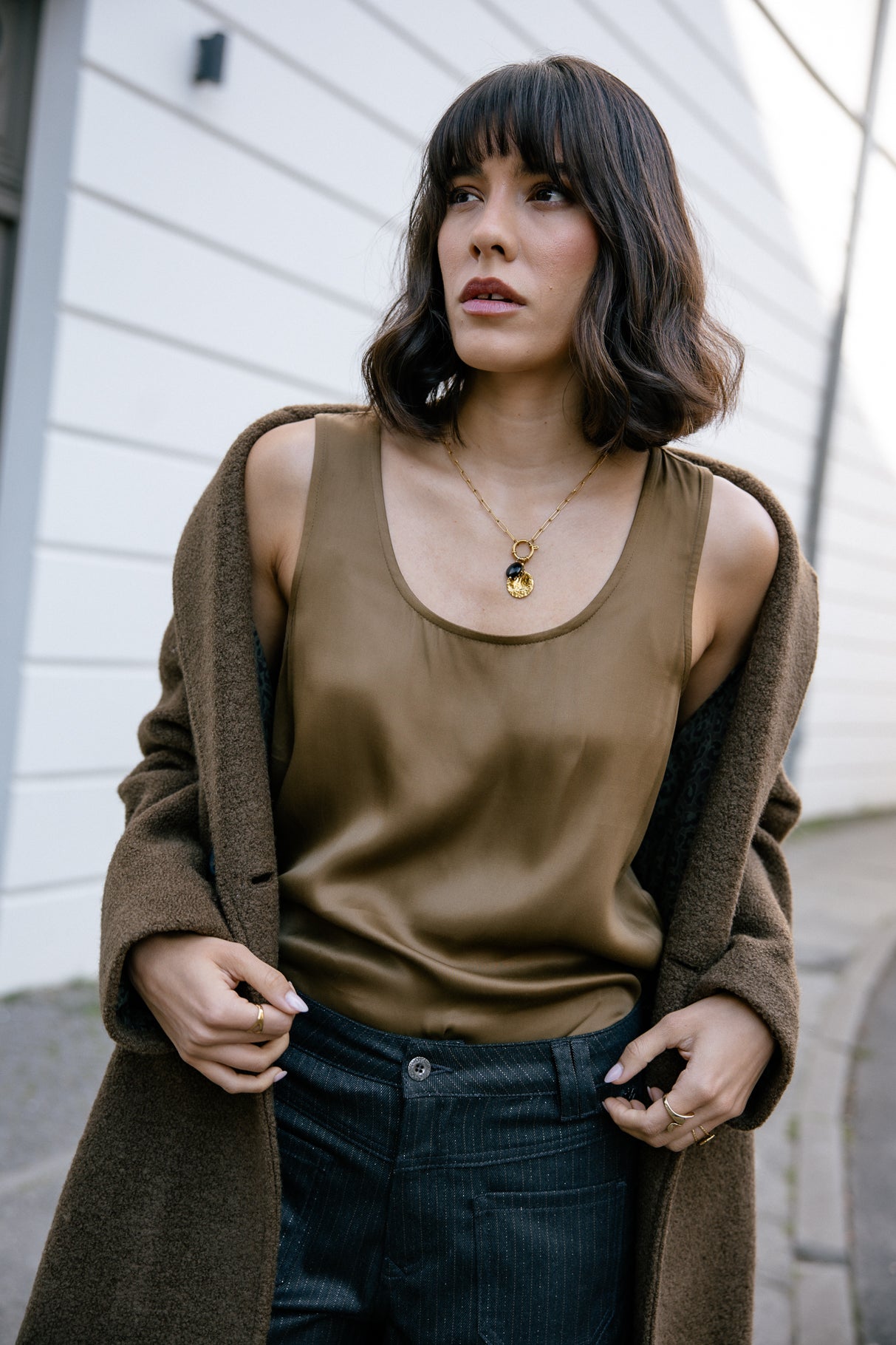 Top sans manche Femme Dulcia Silk bronze | Freeman T. Porter