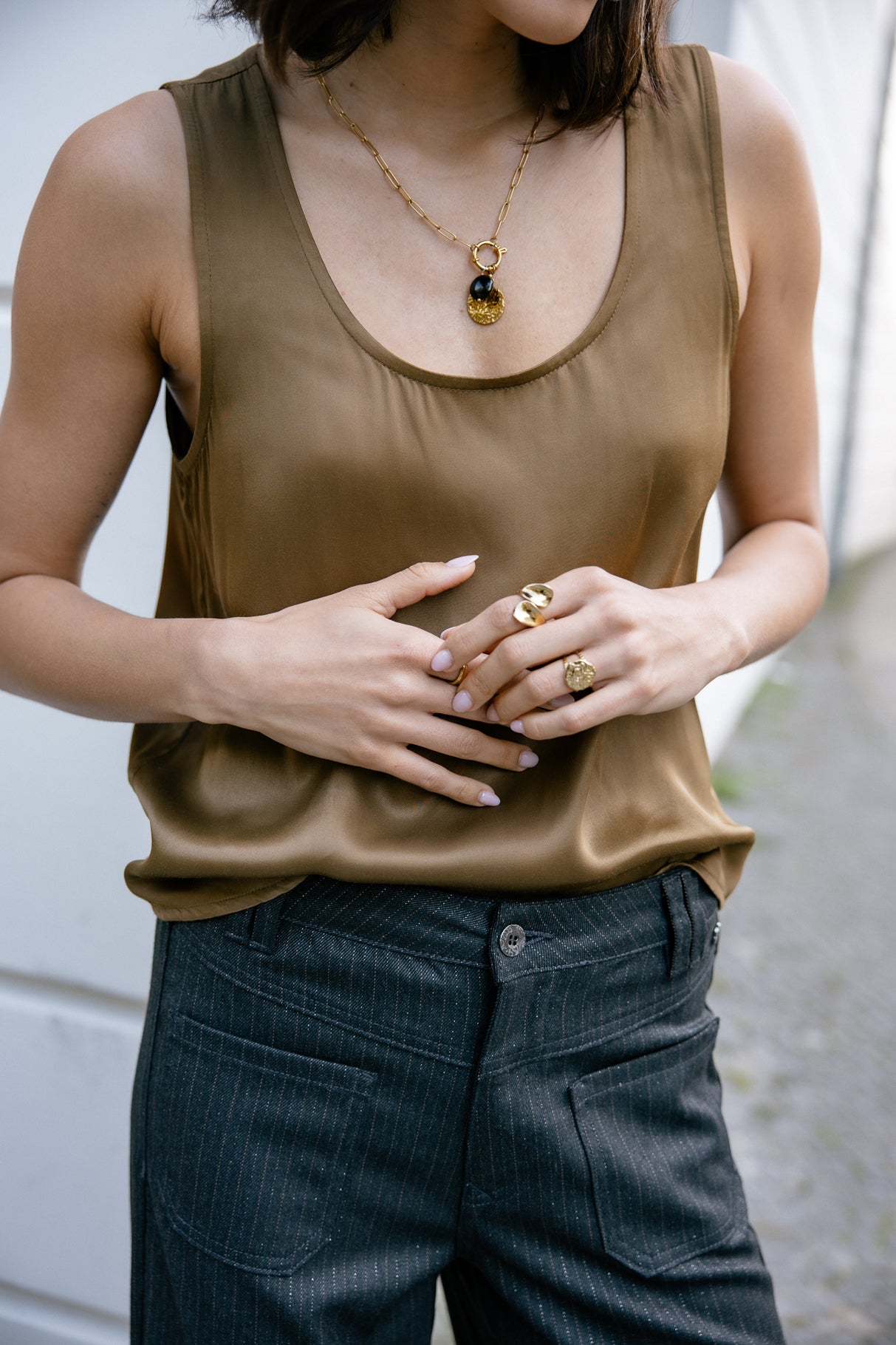 Top sans manche Femme Dulcia Silk bronze | Freeman T. Porter