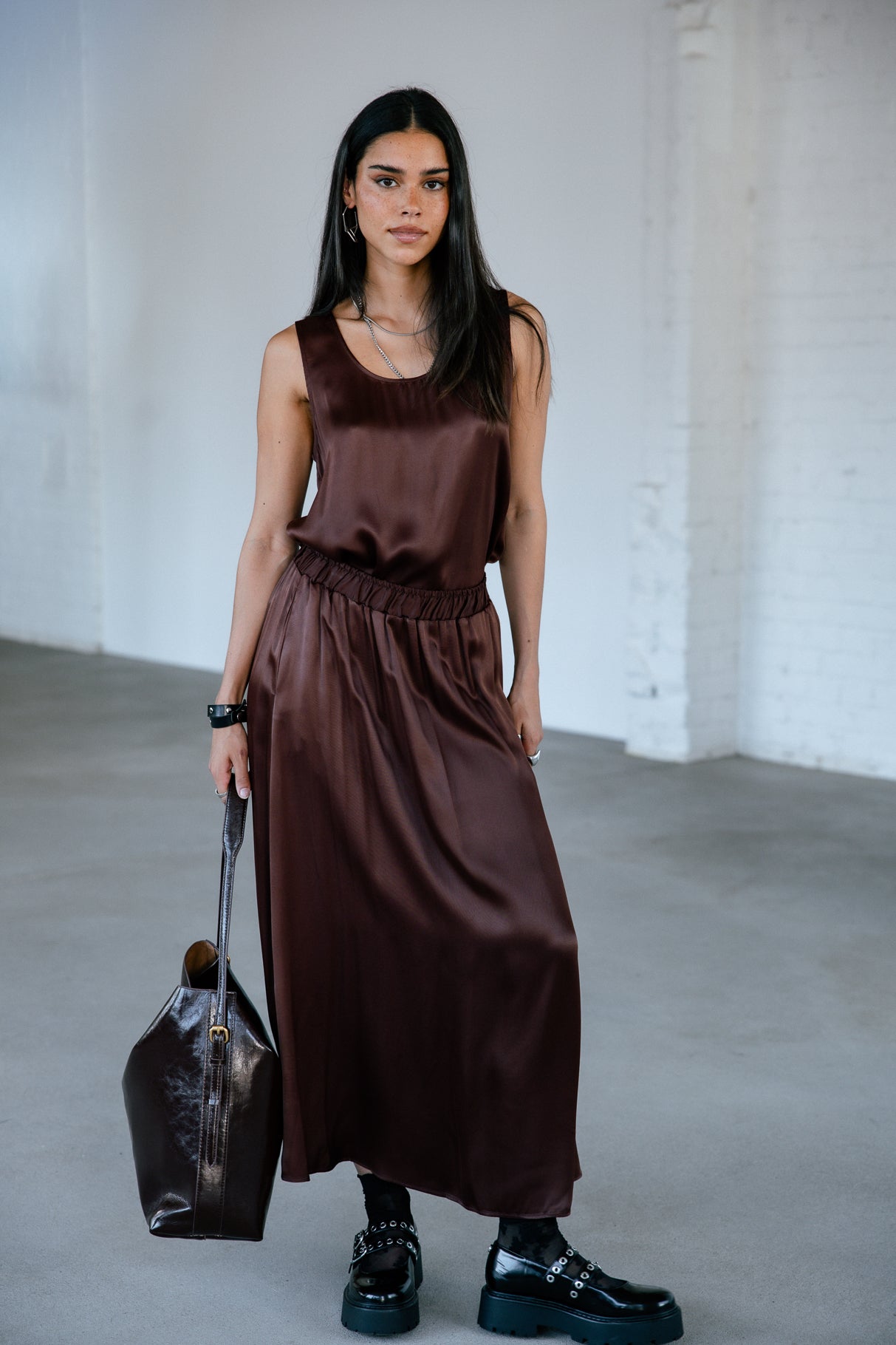 Top sans manche Femme Dulcia Silk hot chocolate | Freeman T. Porter