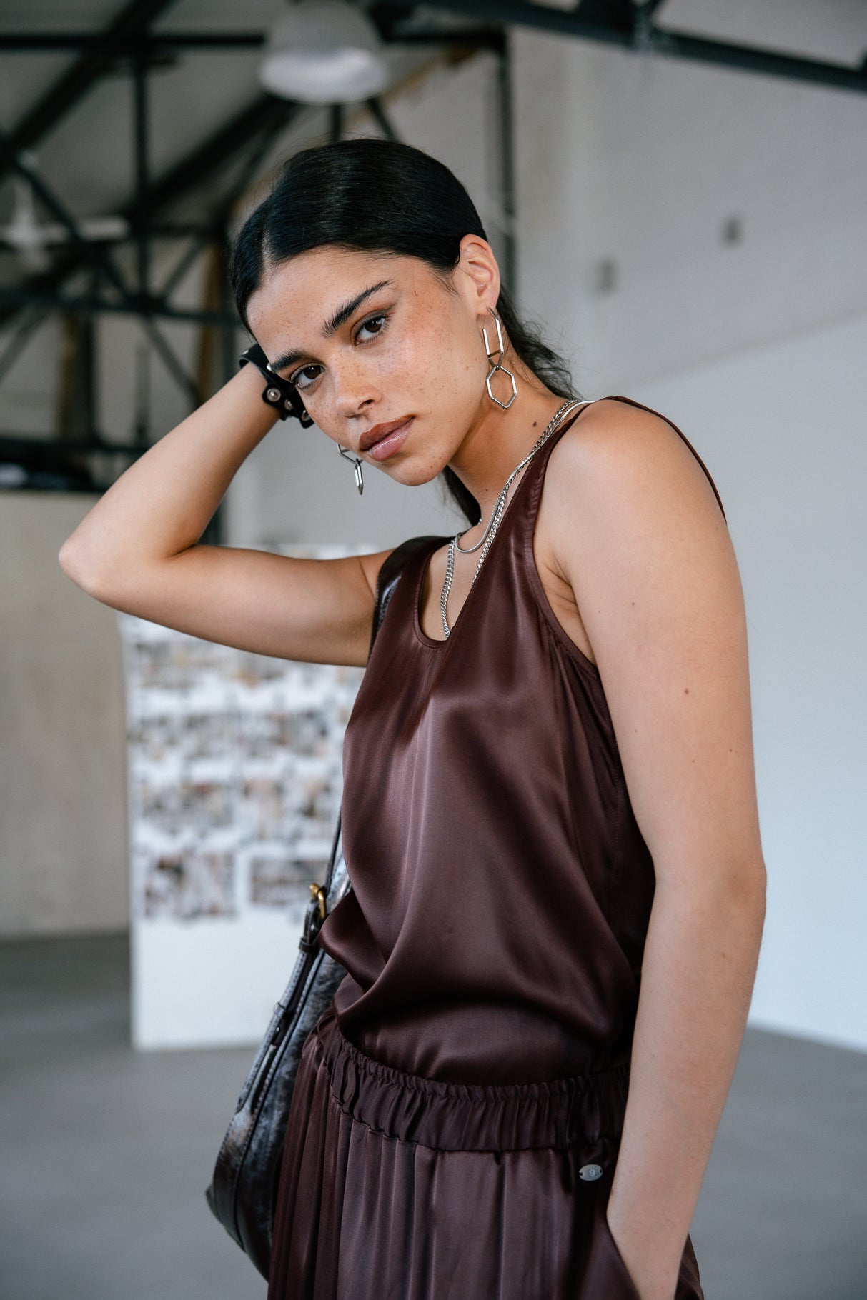 Top sans manche Femme Dulcia Silk hot chocolate | Freeman T. Porter