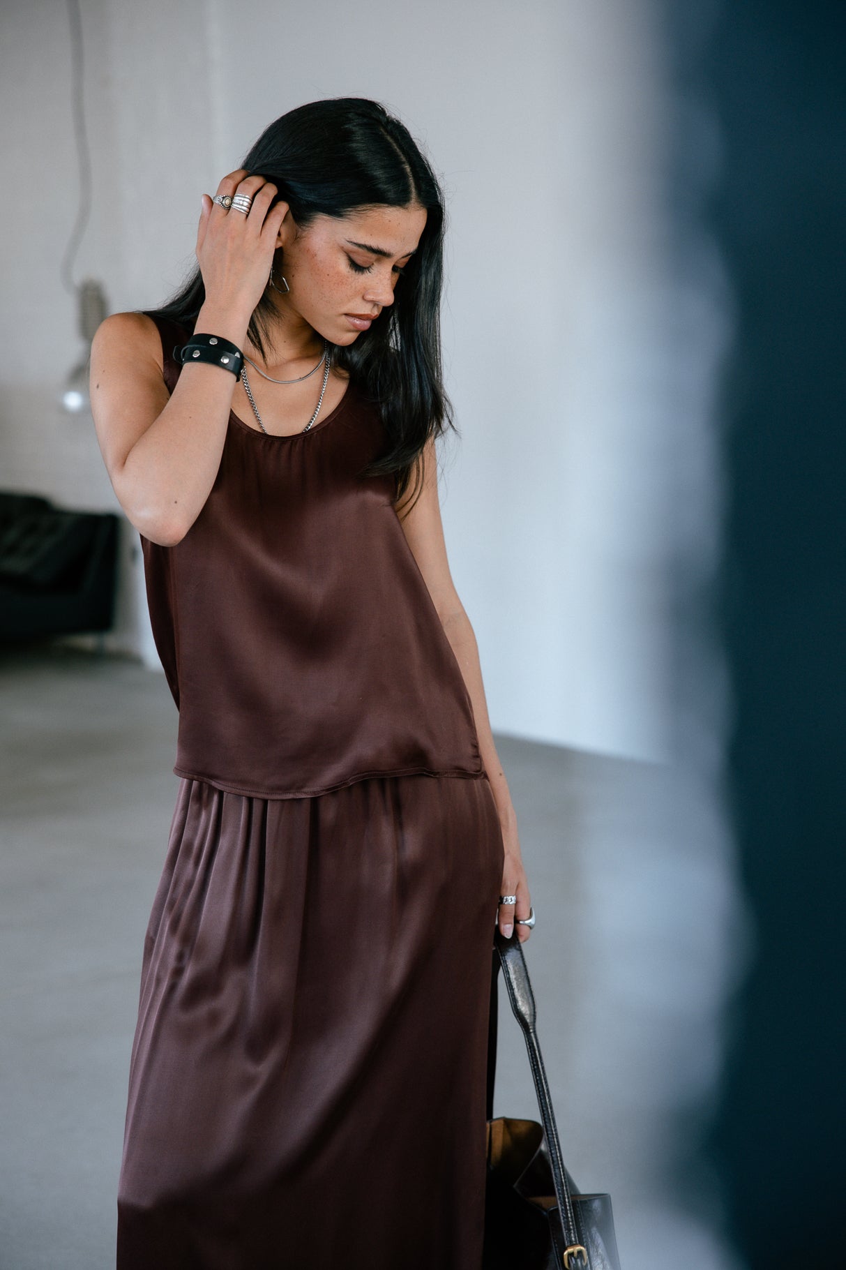 Top sans manche Femme Dulcia Silk hot chocolate | Freeman T. Porter