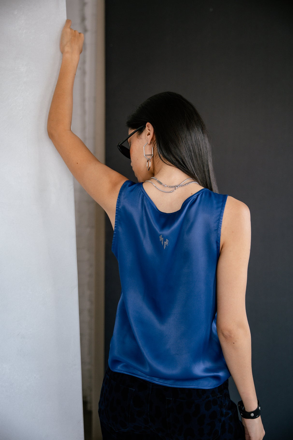 Top sans manche Femme Dulcia Silk bellwether blue | Freeman T. Porter