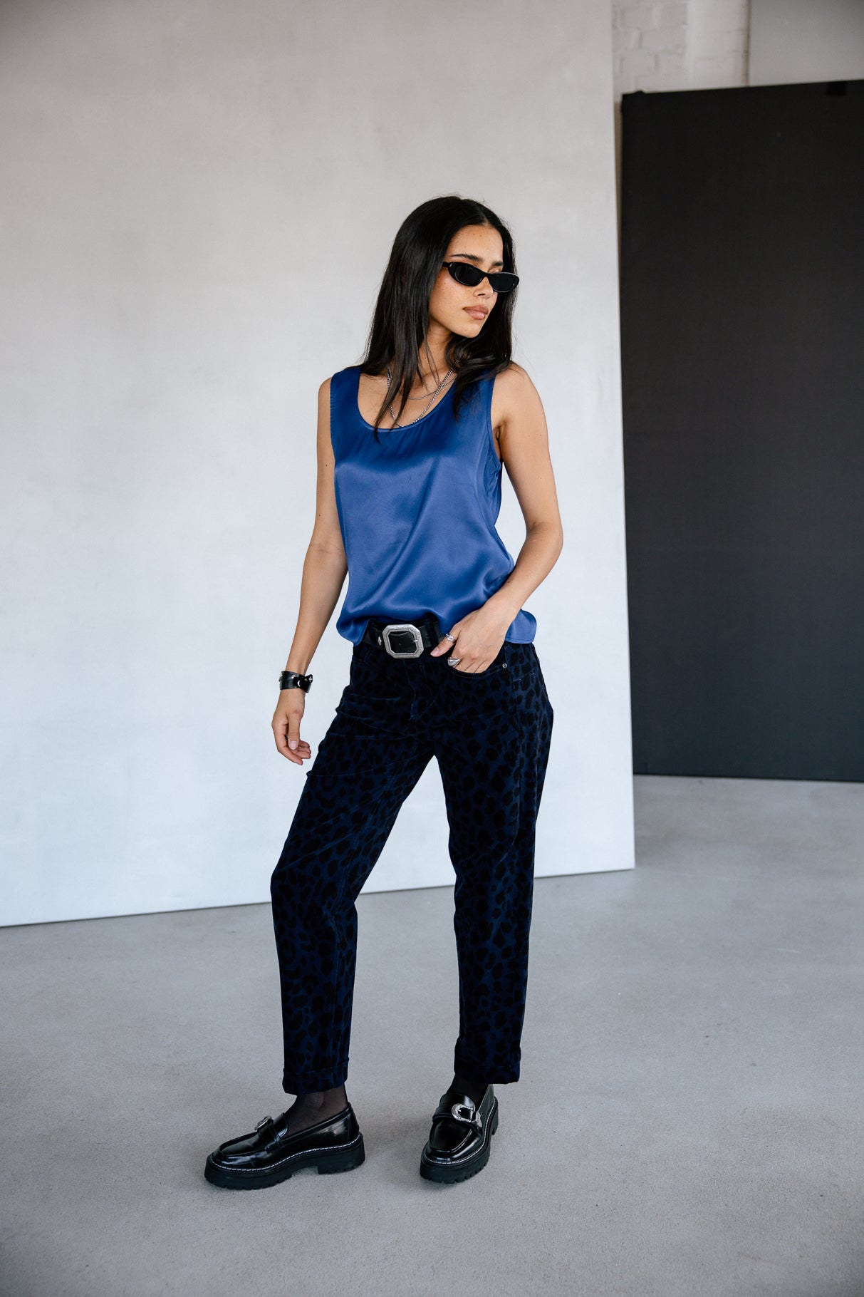 Top sans manche Femme Dulcia Silk bellwether blue | Freeman T. Porter