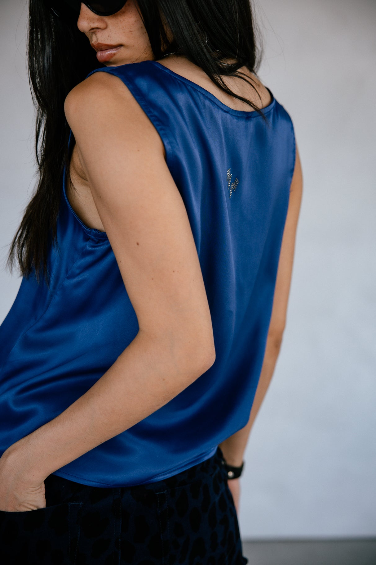 Top sans manche Femme Dulcia Silk bellwether blue | Freeman T. Porter