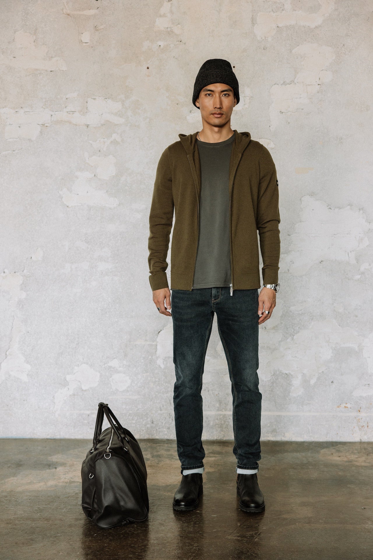 Cardigan à capuche Hombres Lyam Macau olive night | Freeman T. Porter