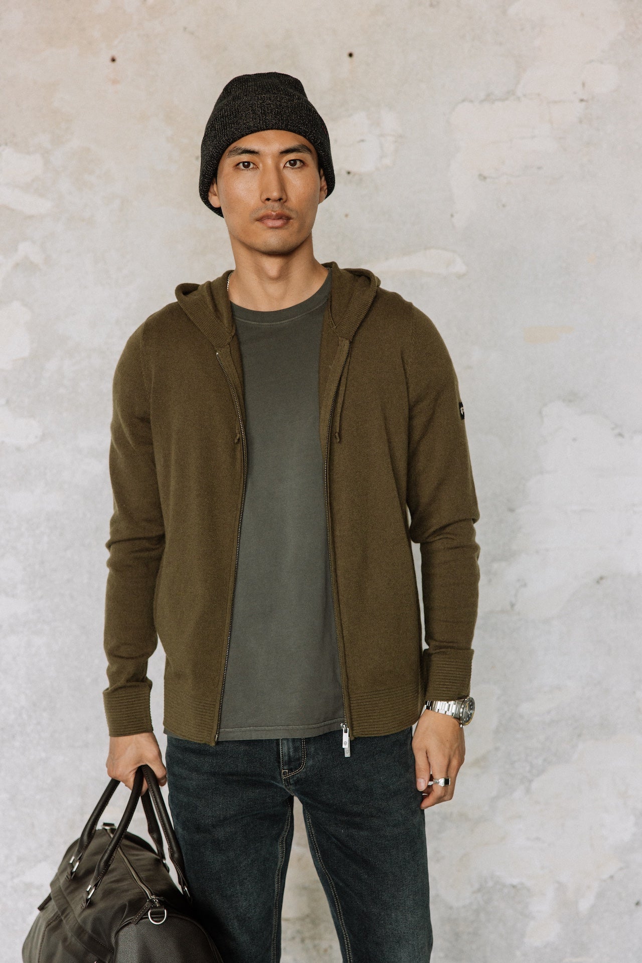 Cardigan à capuche Hombres Lyam Macau olive night | Freeman T. Porter