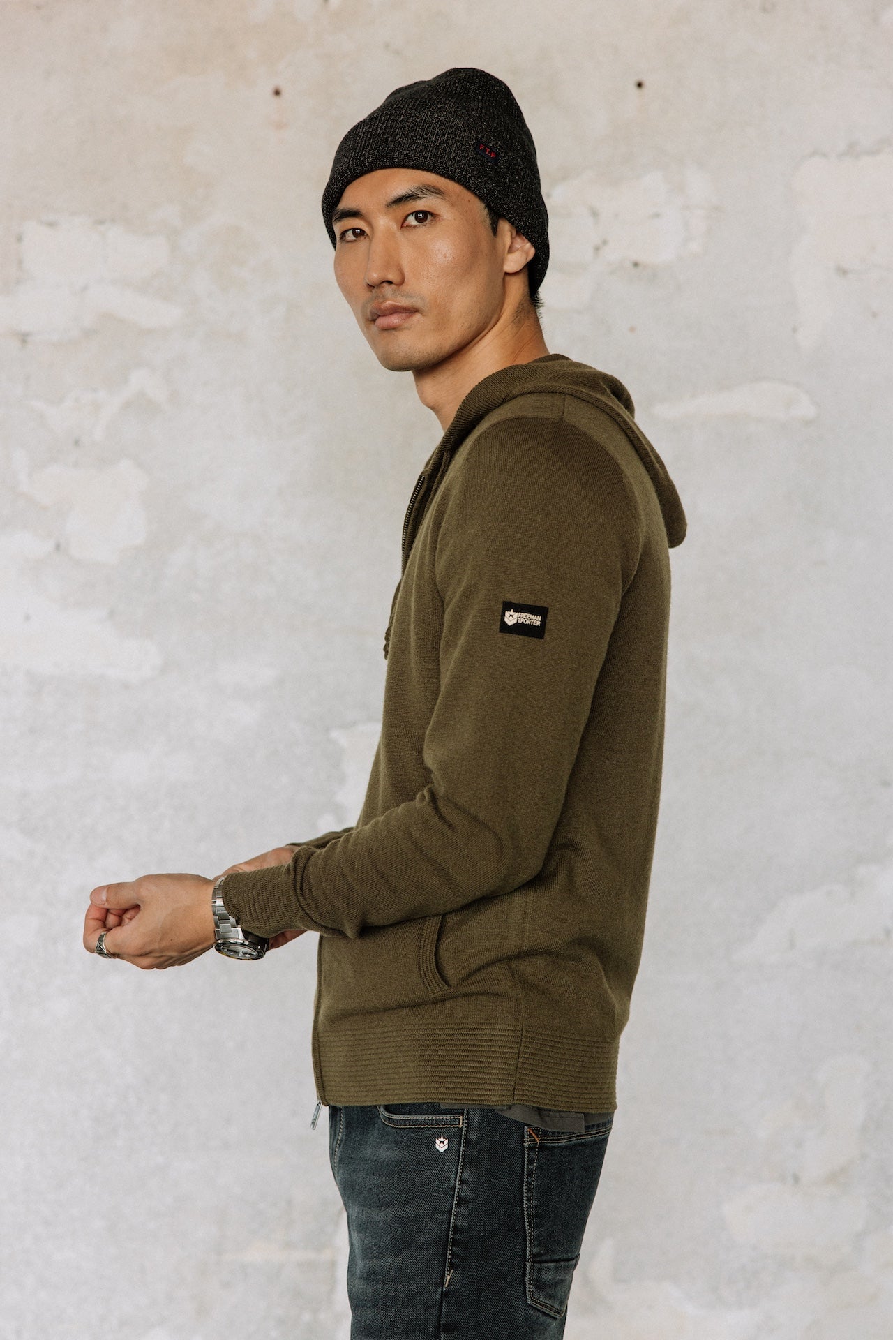 Cardigan à capuche Hombres Lyam Macau olive night | Freeman T. Porter