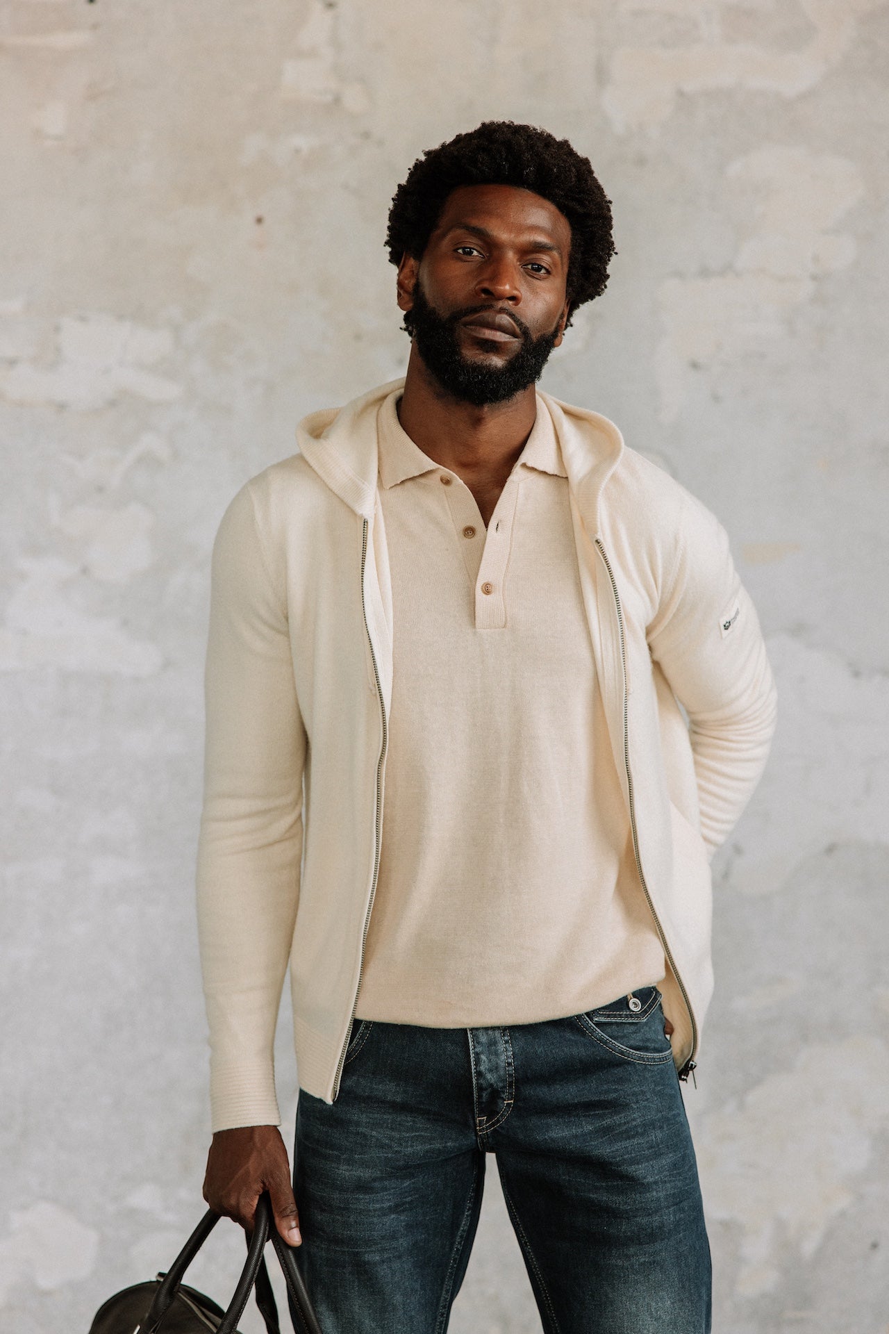 Cardigan à capuche Hombres Lyam Macau egret | Freeman T. Porter
