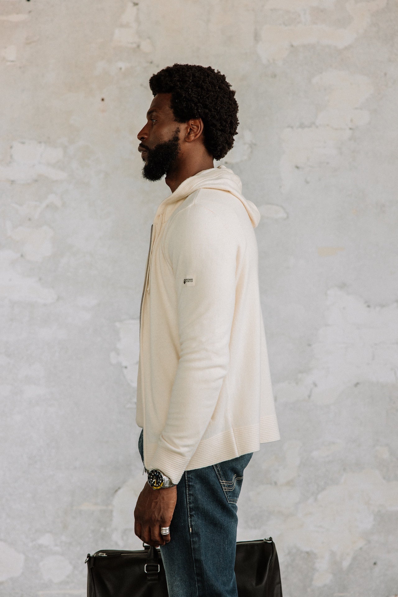 Cardigan à capuche Hombres Lyam Macau egret | Freeman T. Porter
