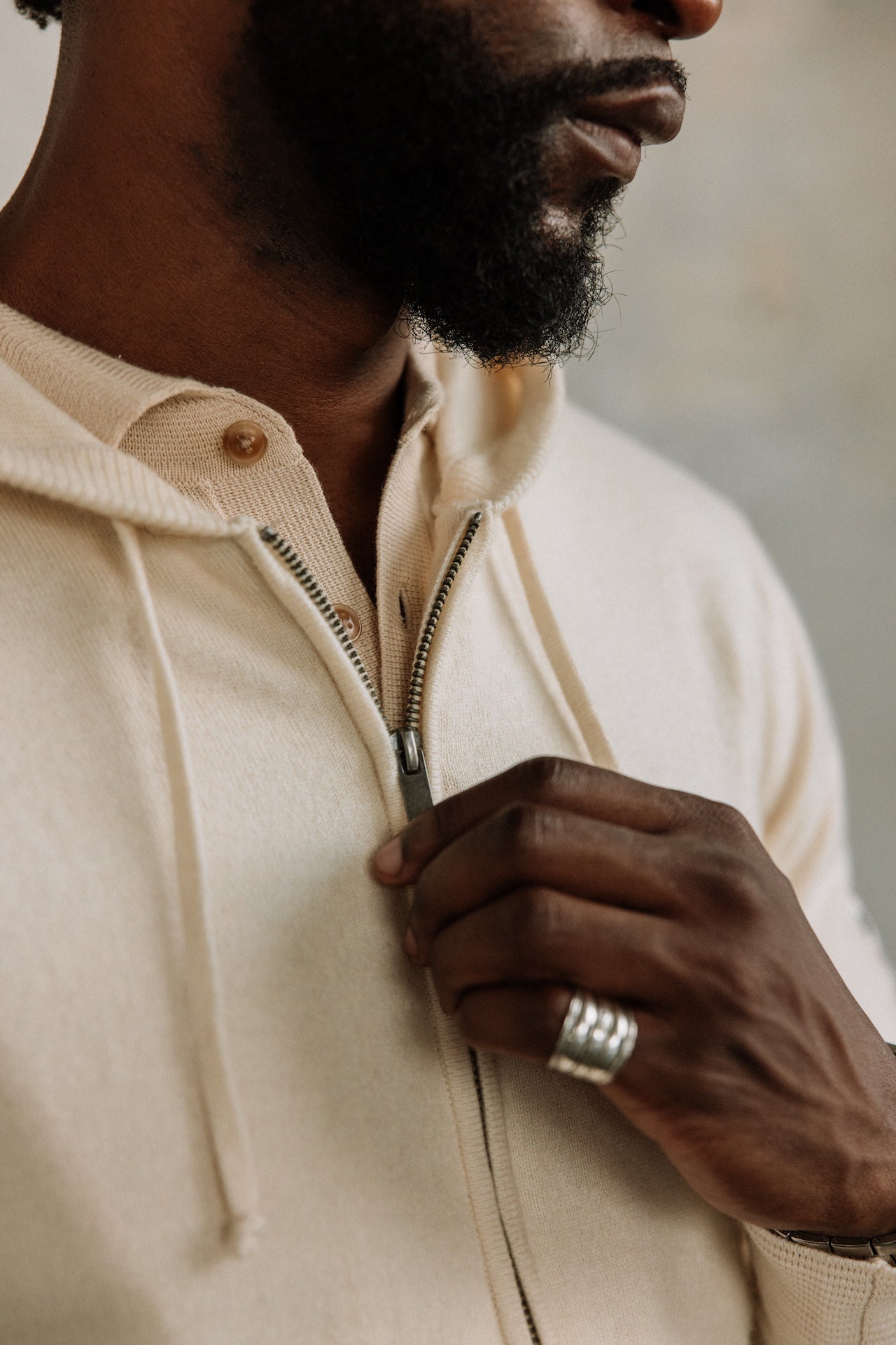 Cardigan à capuche Hombres Lyam Macau egret | Freeman T. Porter