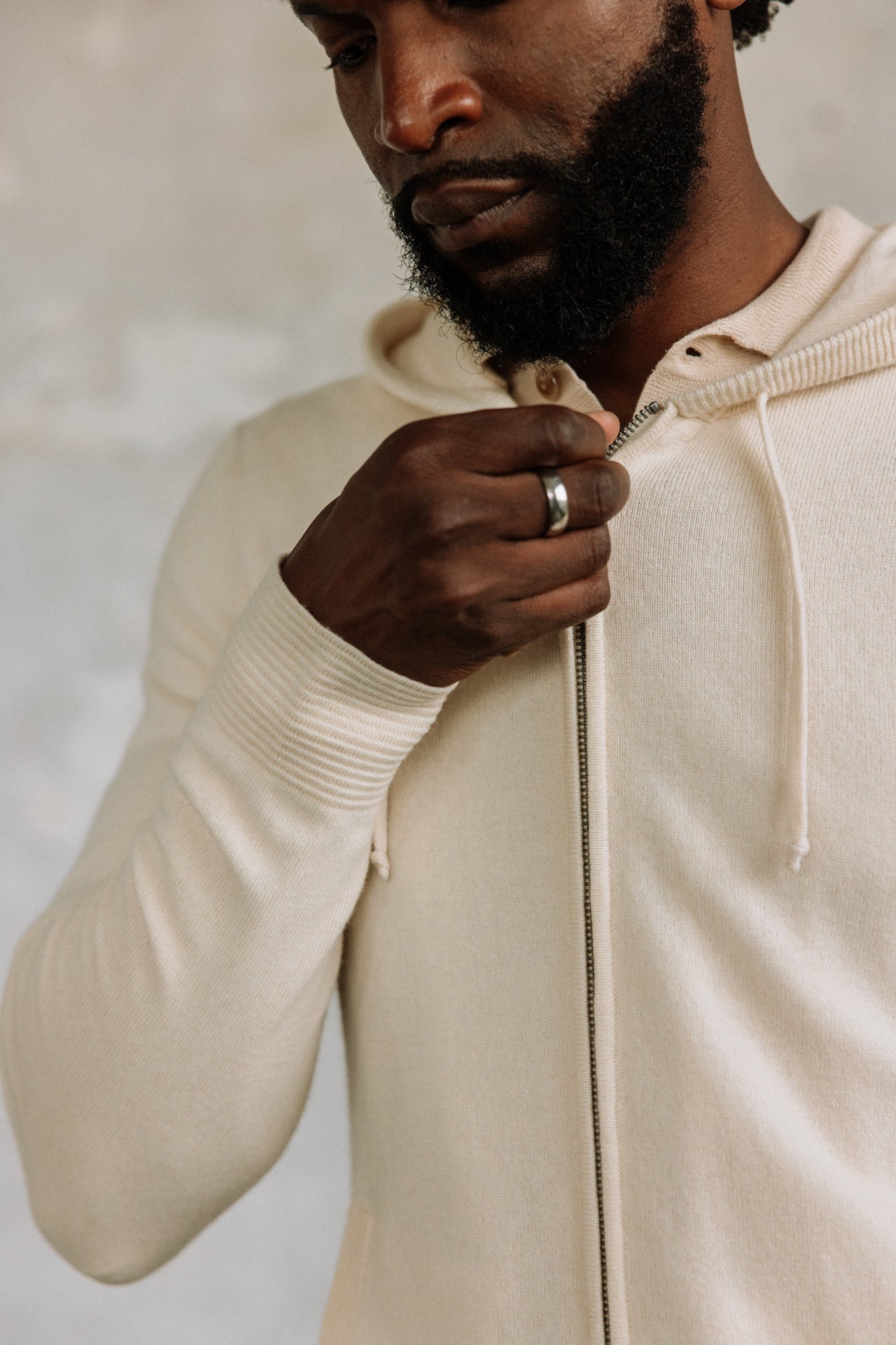 Cardigan à capuche Hombres Lyam Macau egret | Freeman T. Porter