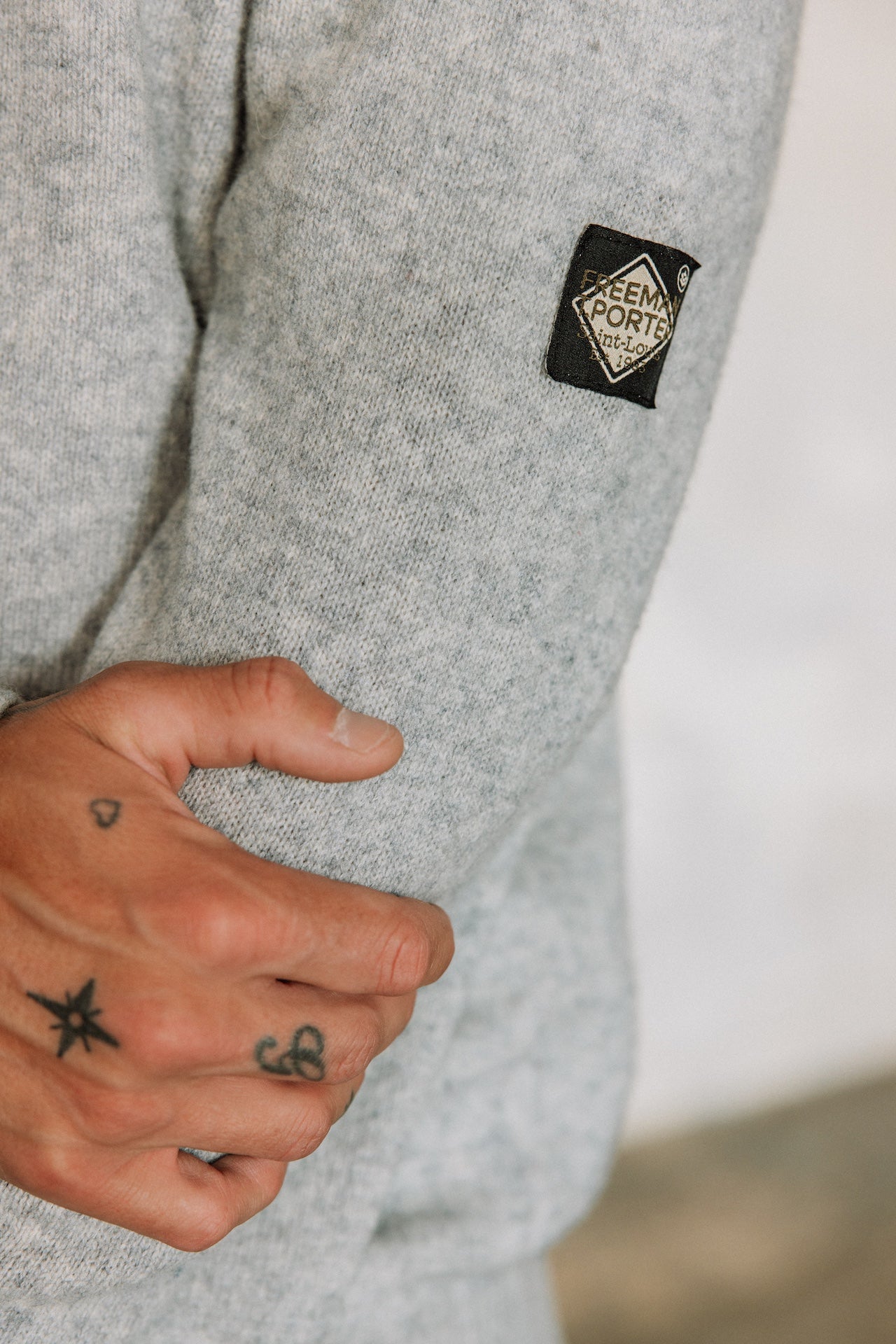 Pull en laine Hombres Solino Lainey melanged grey | Freeman T. Porter