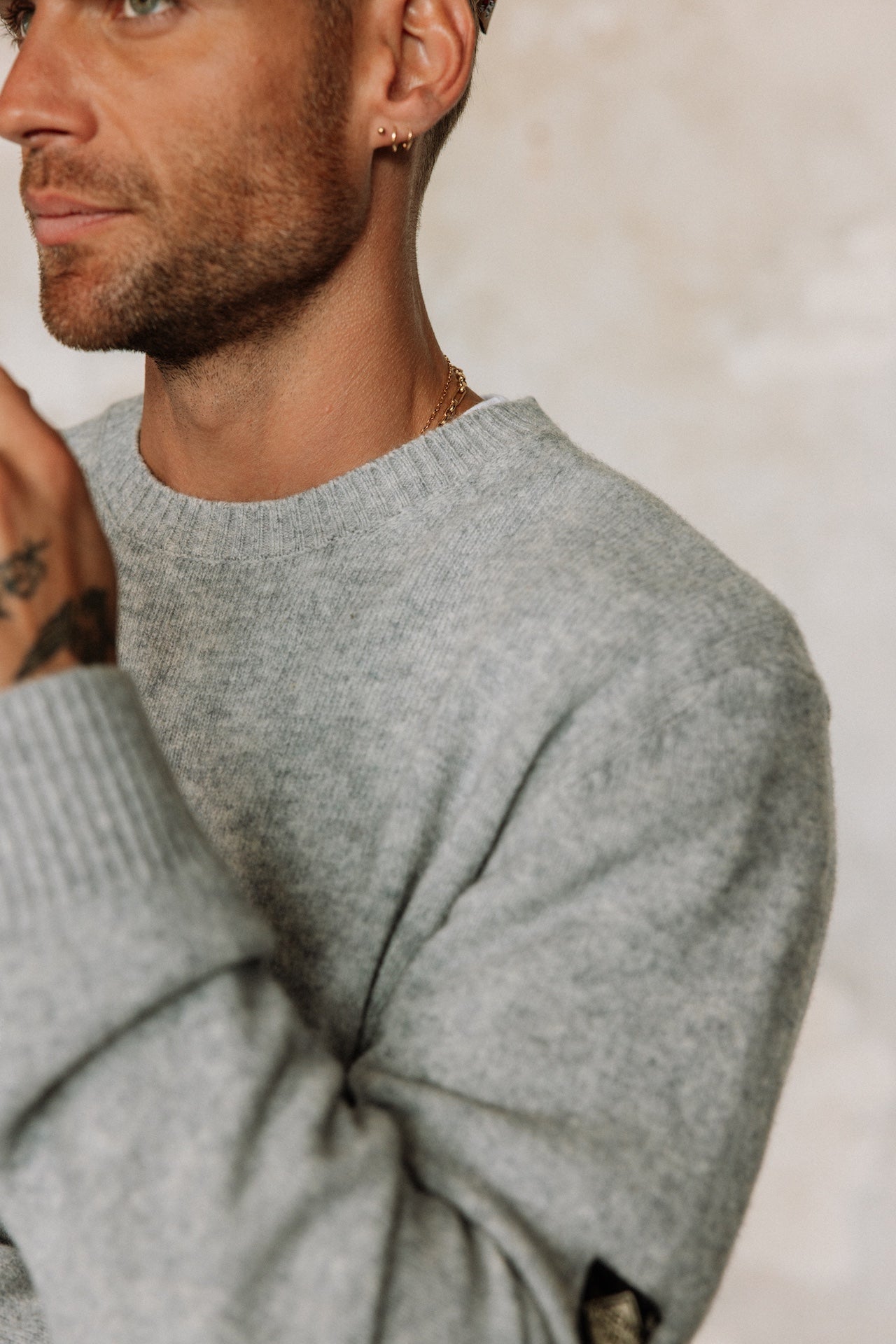 Pull en laine Hombres Solino Lainey melanged grey | Freeman T. Porter