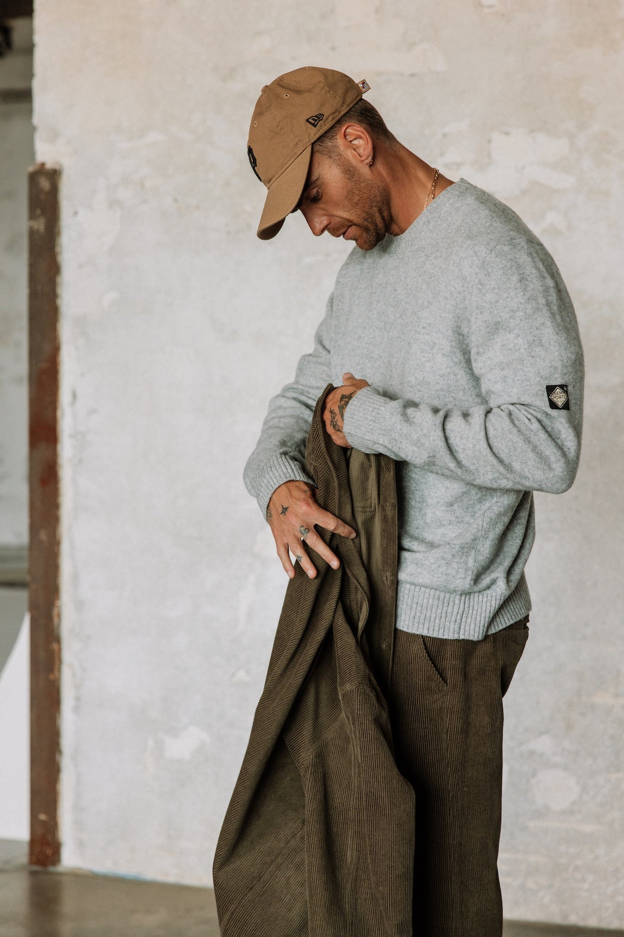 Pull en laine Hombres Solino Lainey melanged grey | Freeman T. Porter