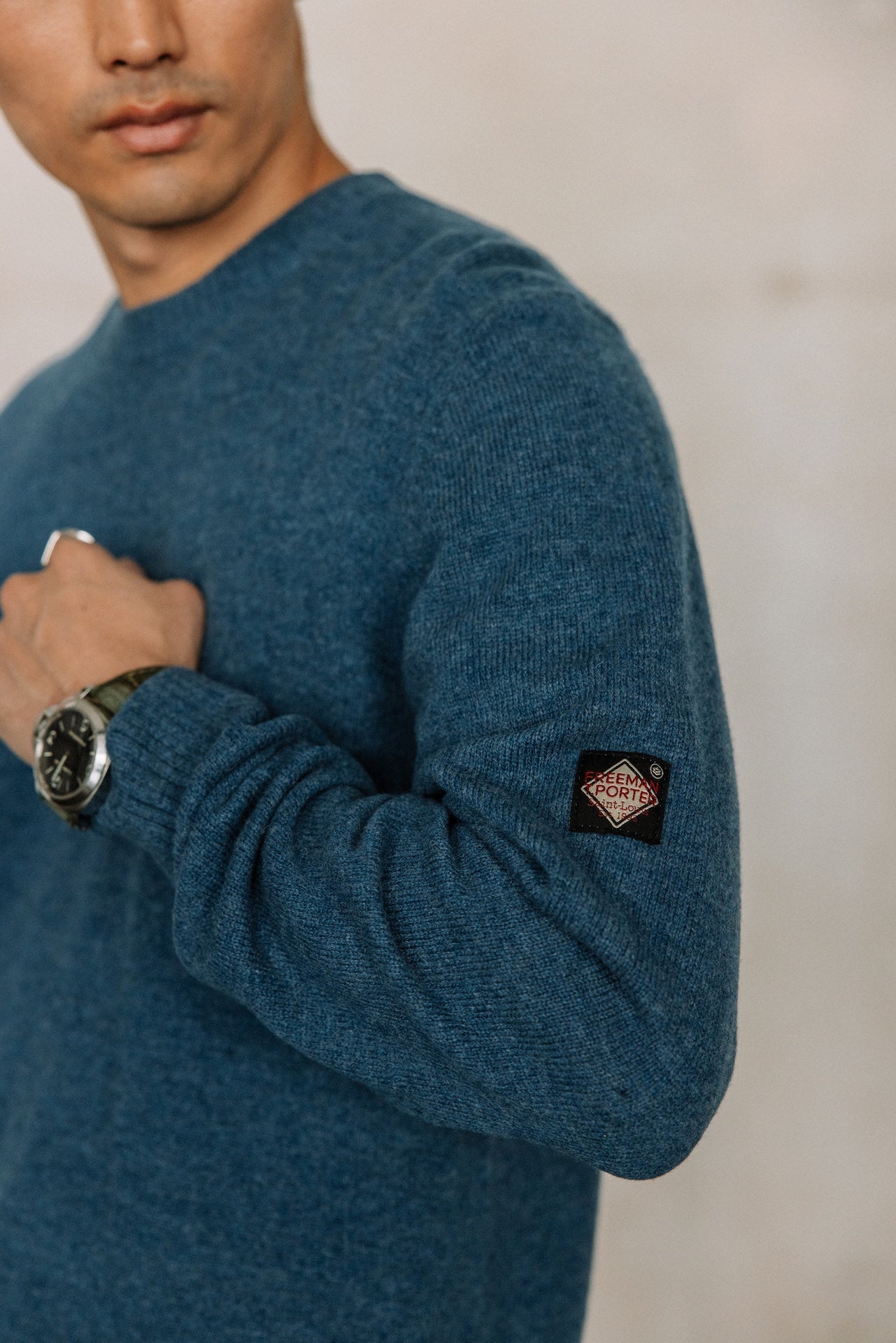 Pull en laine Hombres Solino Lainey navy peony | Freeman T. Porter