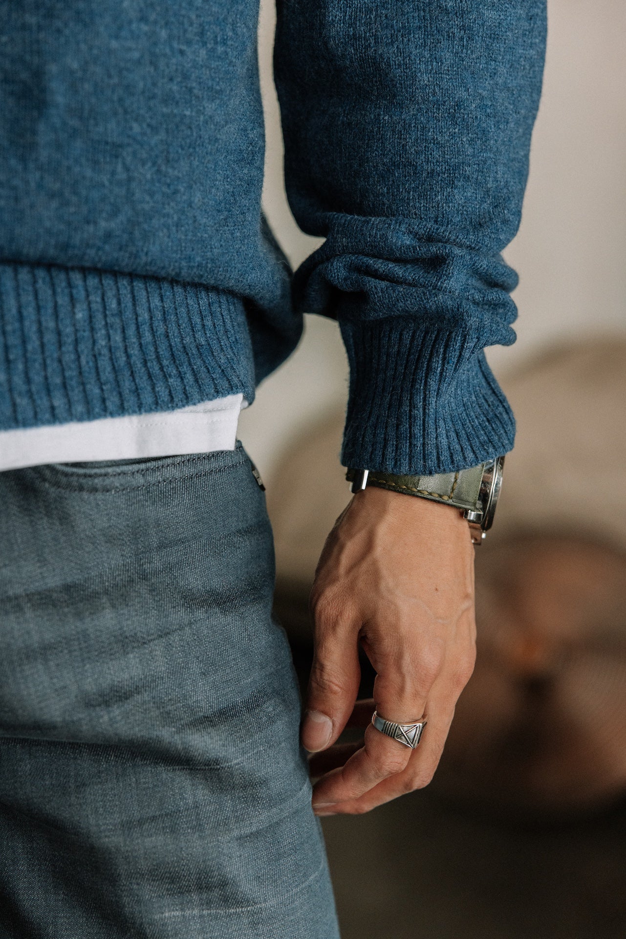 Pull en laine Hombres Solino Lainey navy peony | Freeman T. Porter