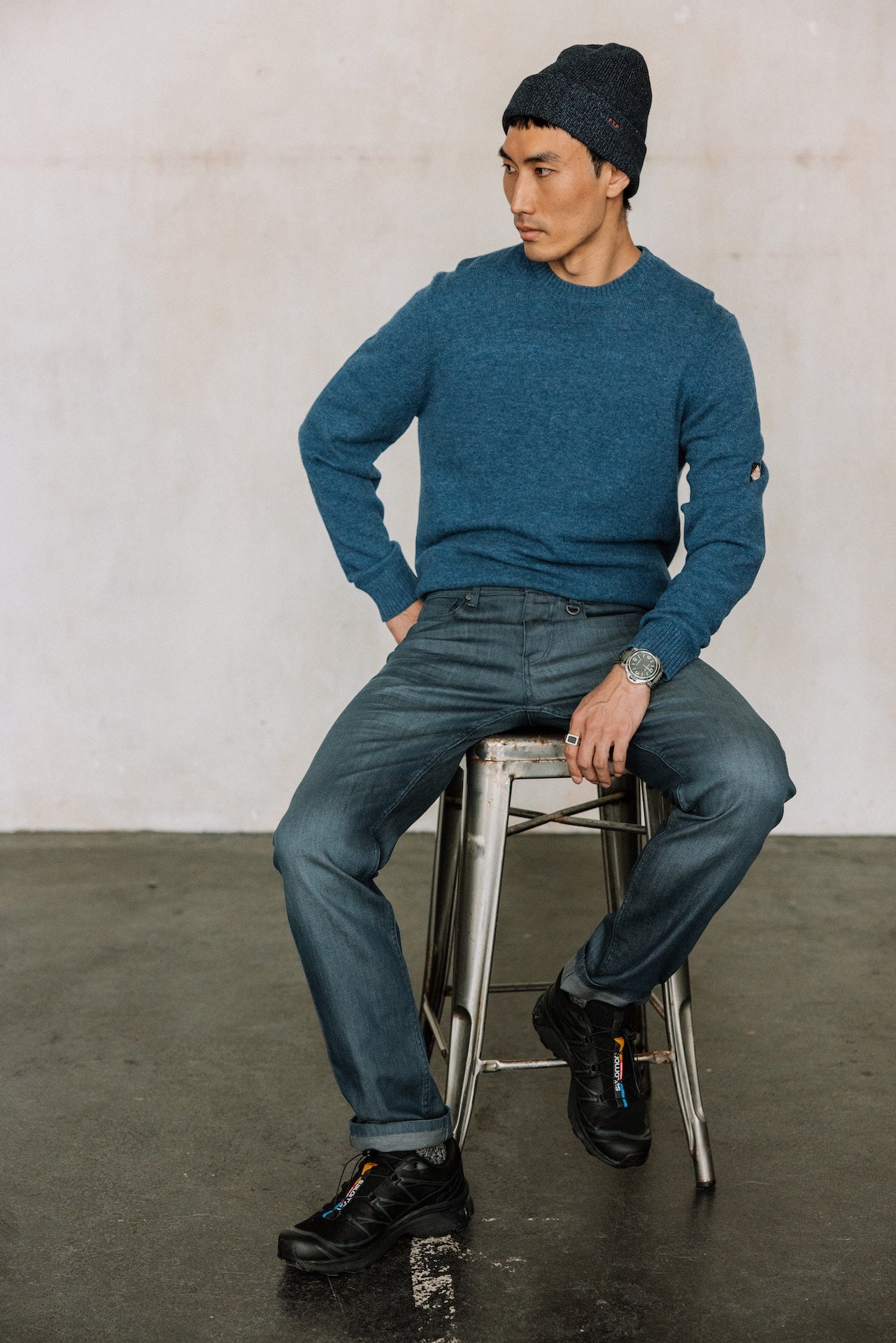 Pull en laine Hombres Solino Lainey navy peony | Freeman T. Porter