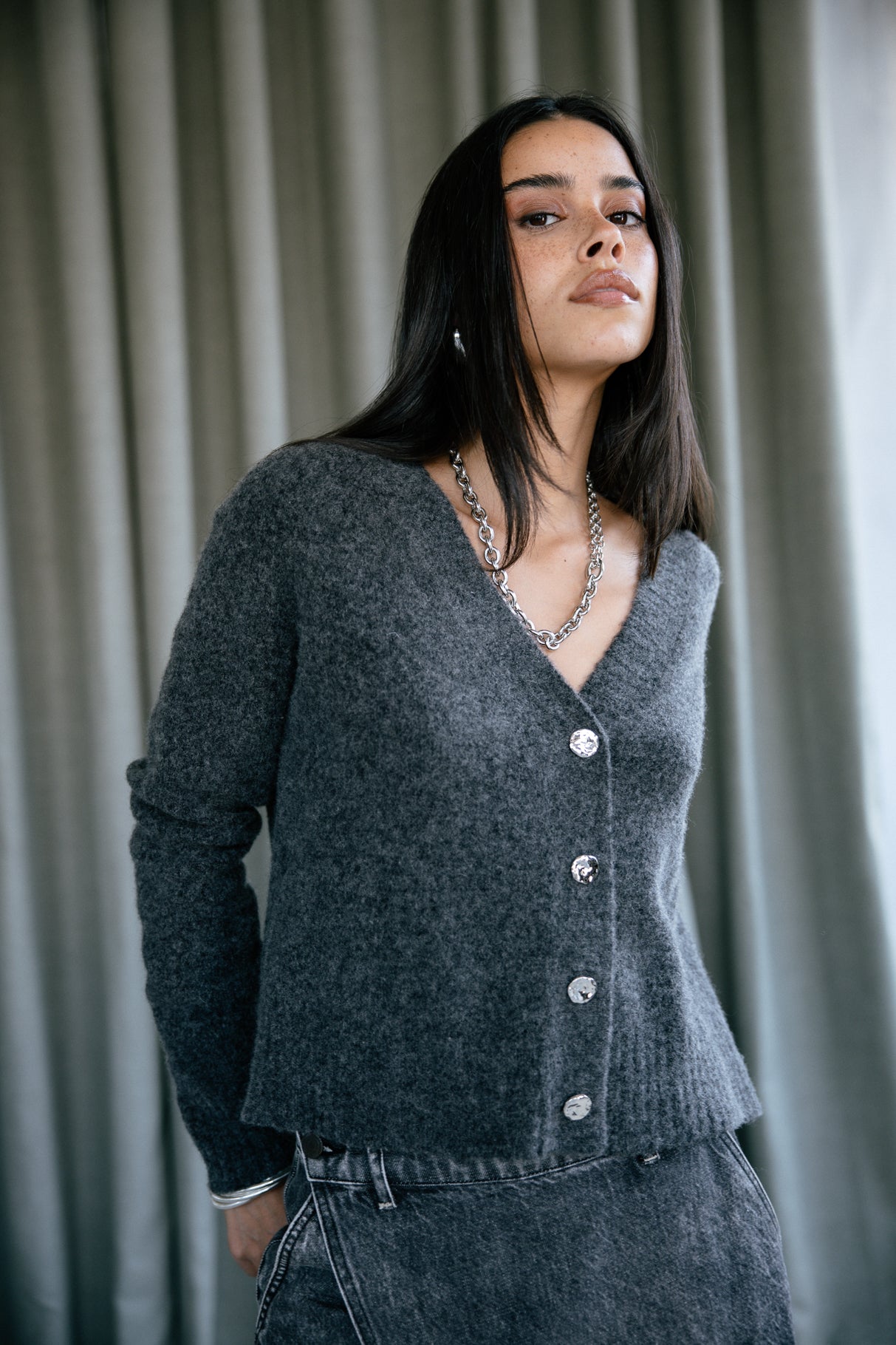 Cardigan Femme Clarane Plain anthra | Freeman T. Porter