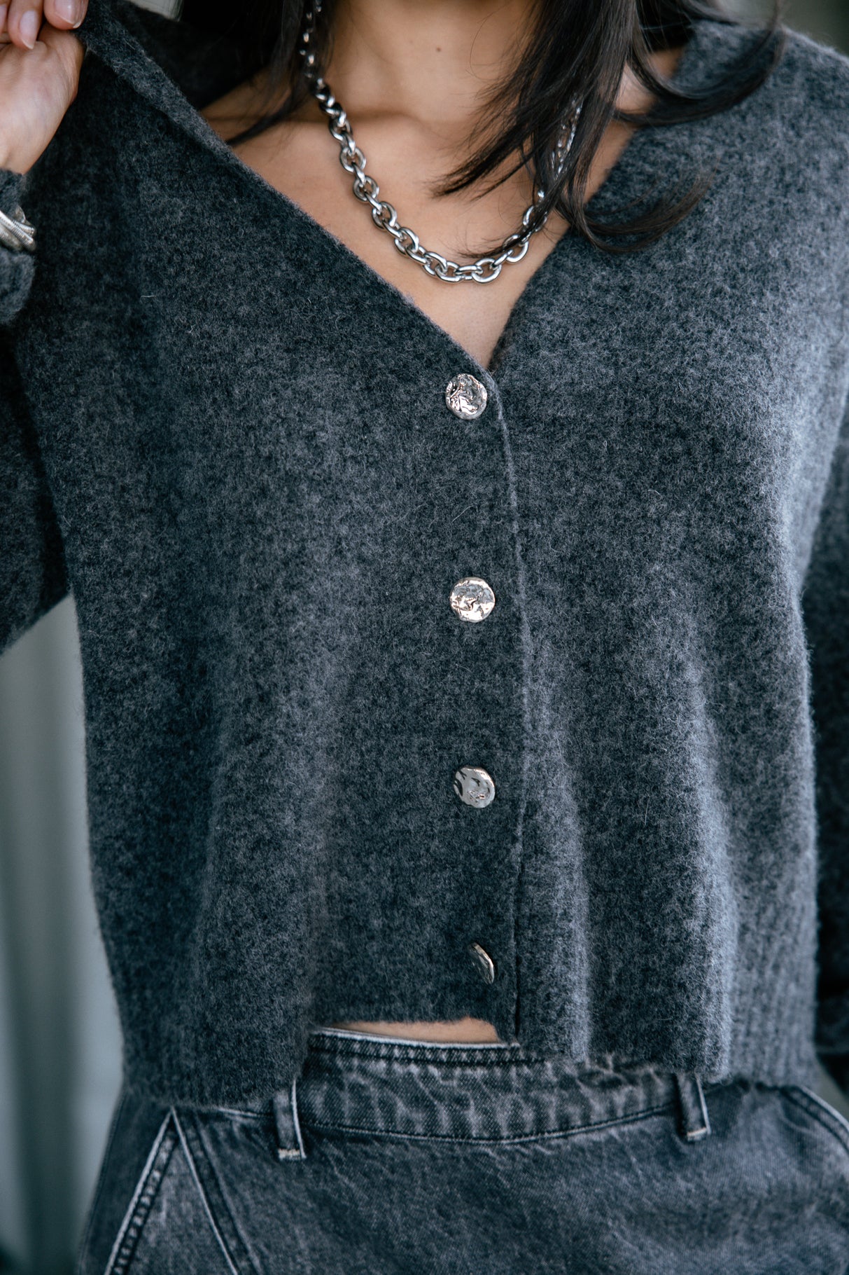 Cardigan Femme Clarane Plain anthra | Freeman T. Porter
