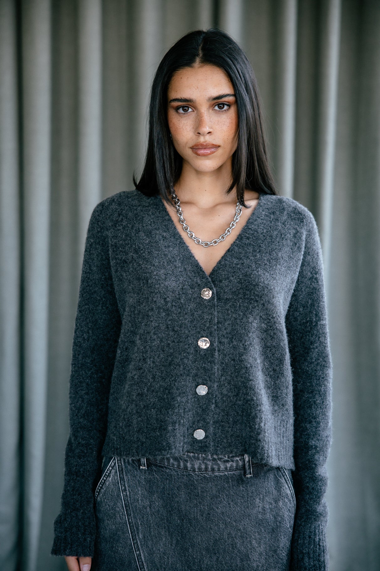 Cardigan Femme Clarane Plain anthra | Freeman T. Porter