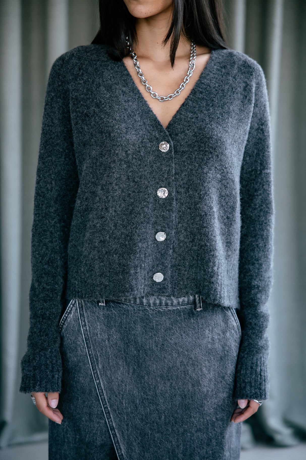 Cardigan Femme Clarane Plain anthra | Freeman T. Porter