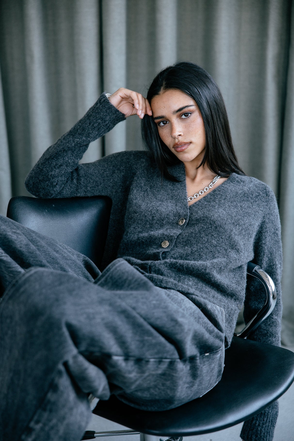 Cardigan Femme Clarane Plain anthra | Freeman T. Porter