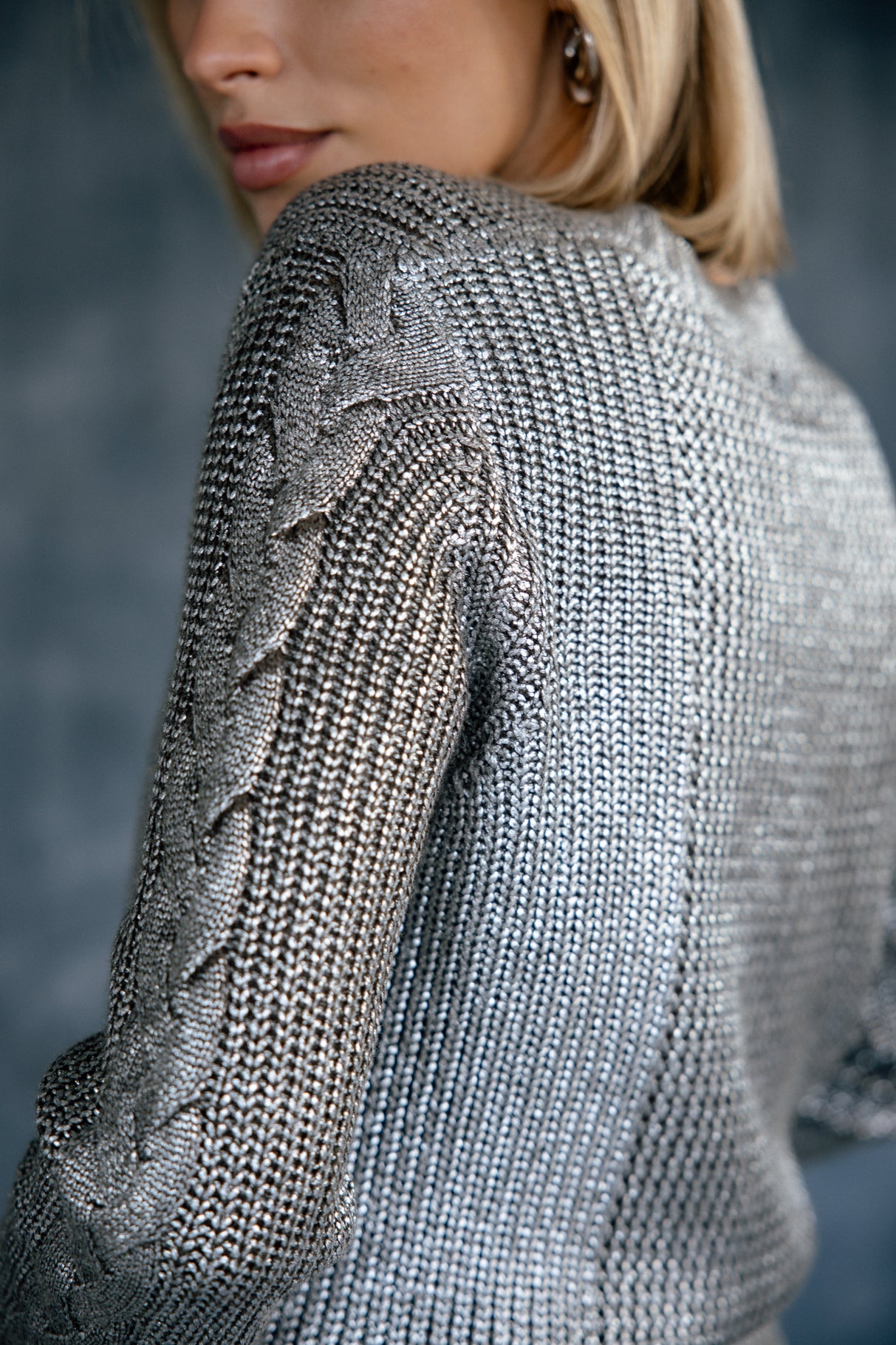 Cardigan maille argentée Femme Geel olive night | Freeman T. Porter