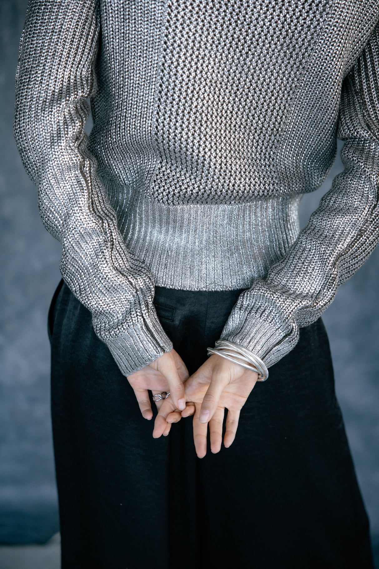 Cardigan maille argentée Femme Geel olive night | Freeman T. Porter