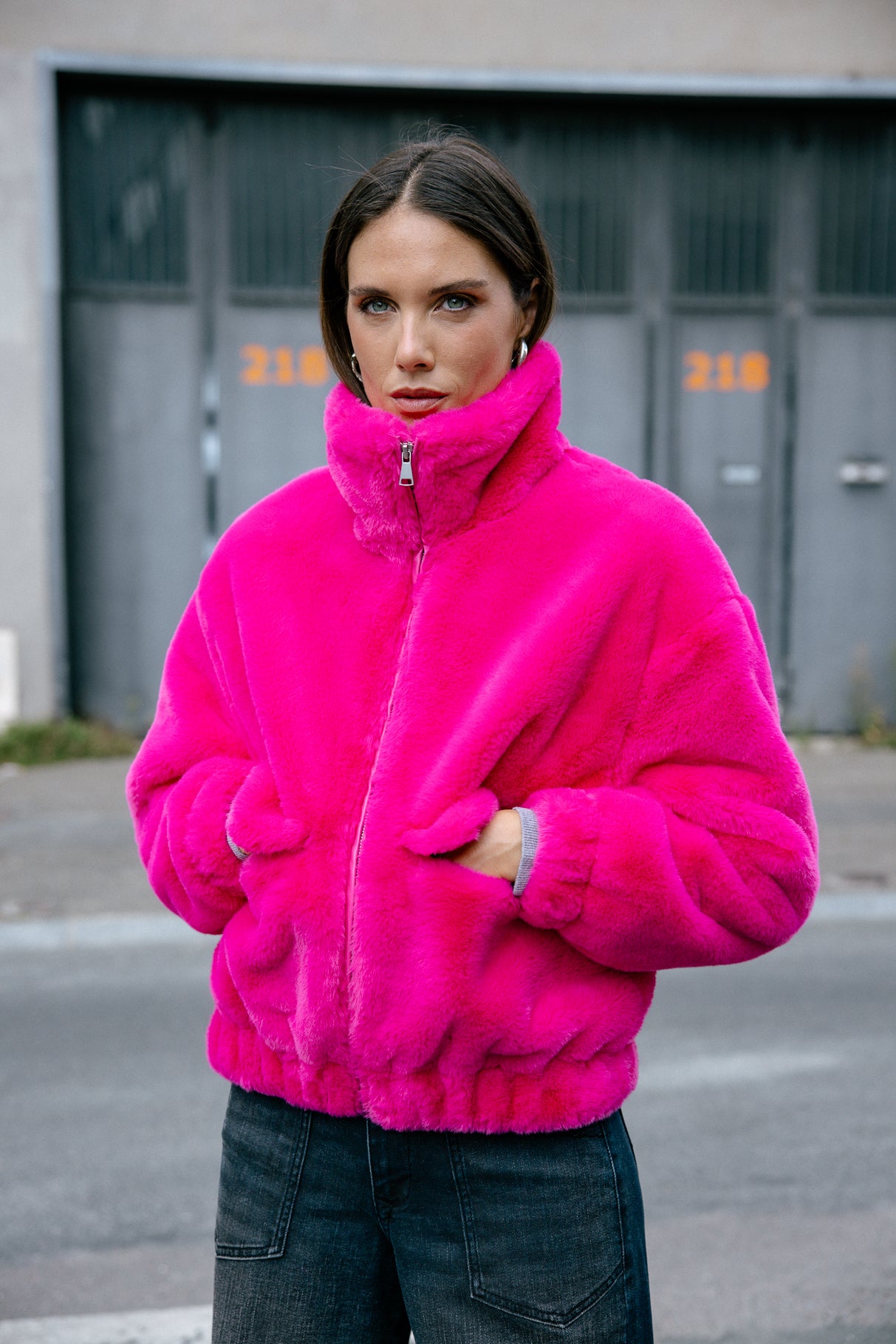 Veste fourrée Femme Solly Fur pink fluo | Freeman T. Porter