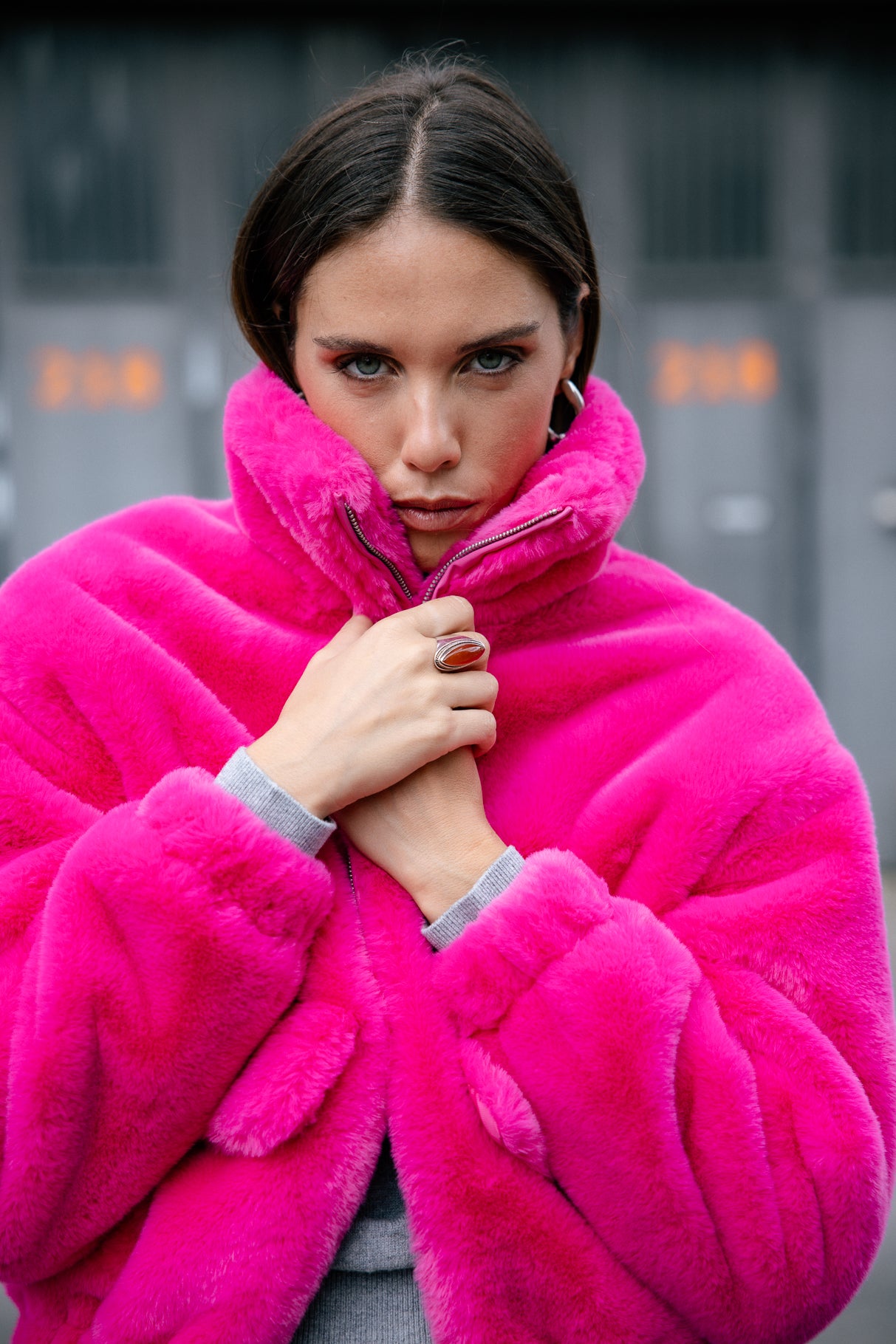 Veste fourrée Femme Solly Fur pink fluo | Freeman T. Porter