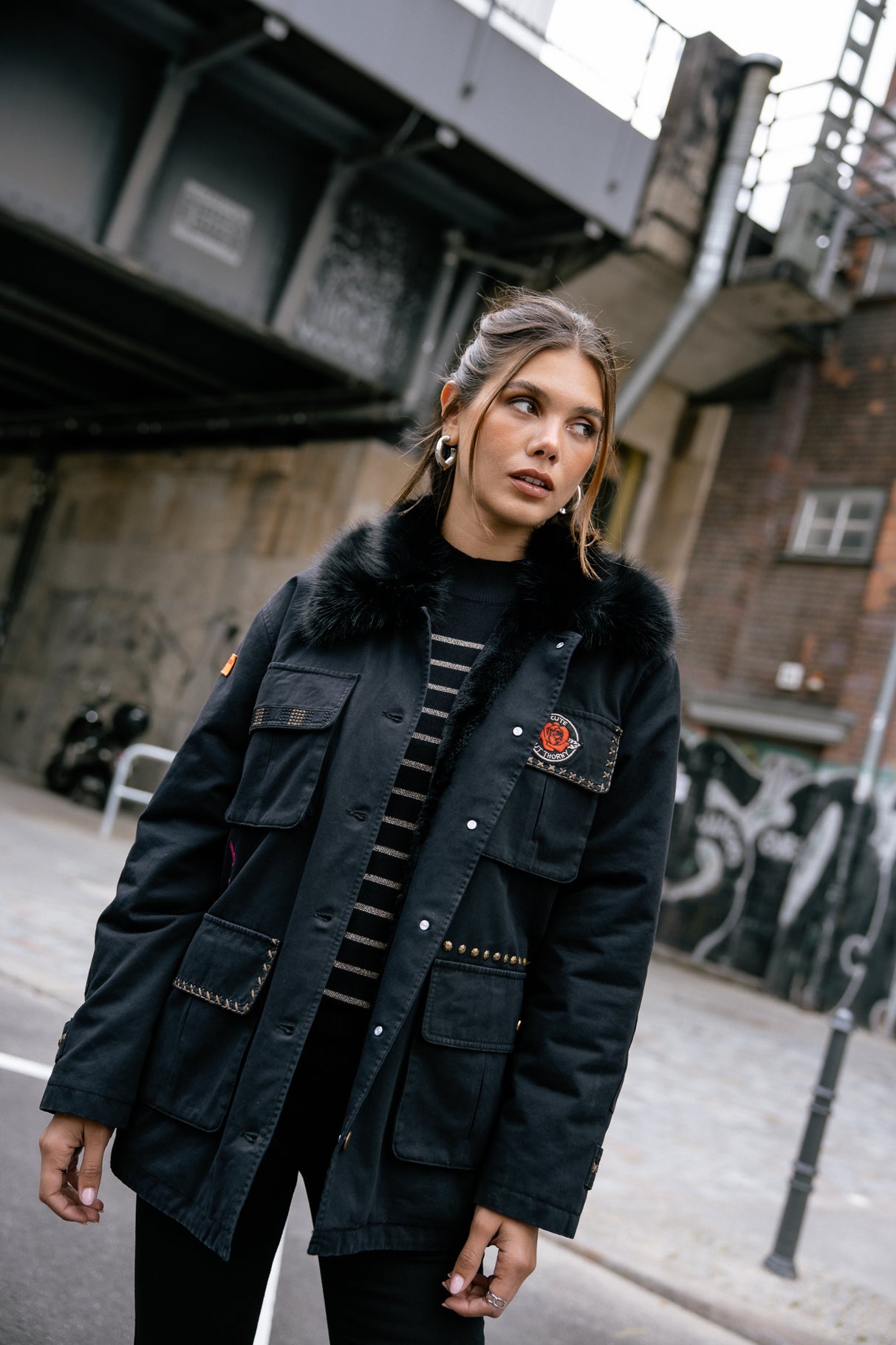 Parka à patch Femme Vatilie Patches black | Freeman T. Porter