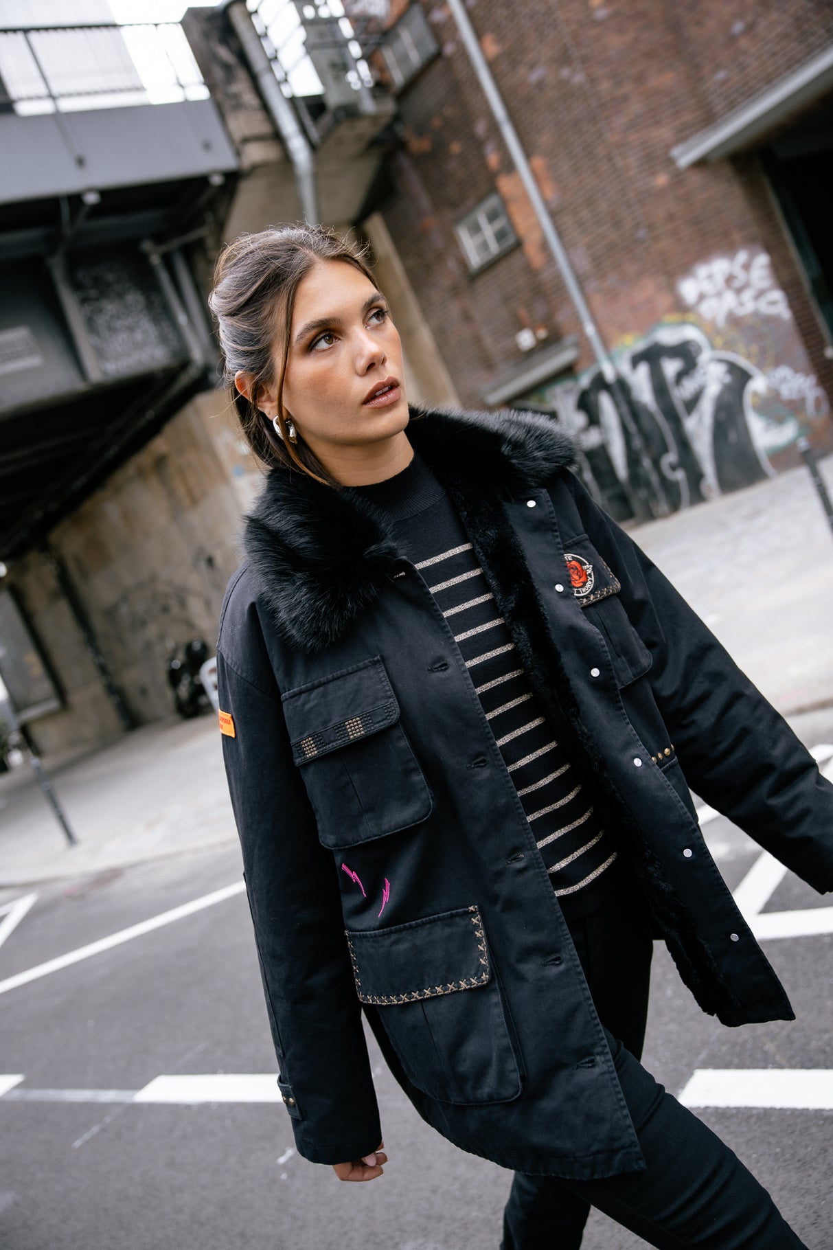 Parka à patch Femme Vatilie Patches black | Freeman T. Porter