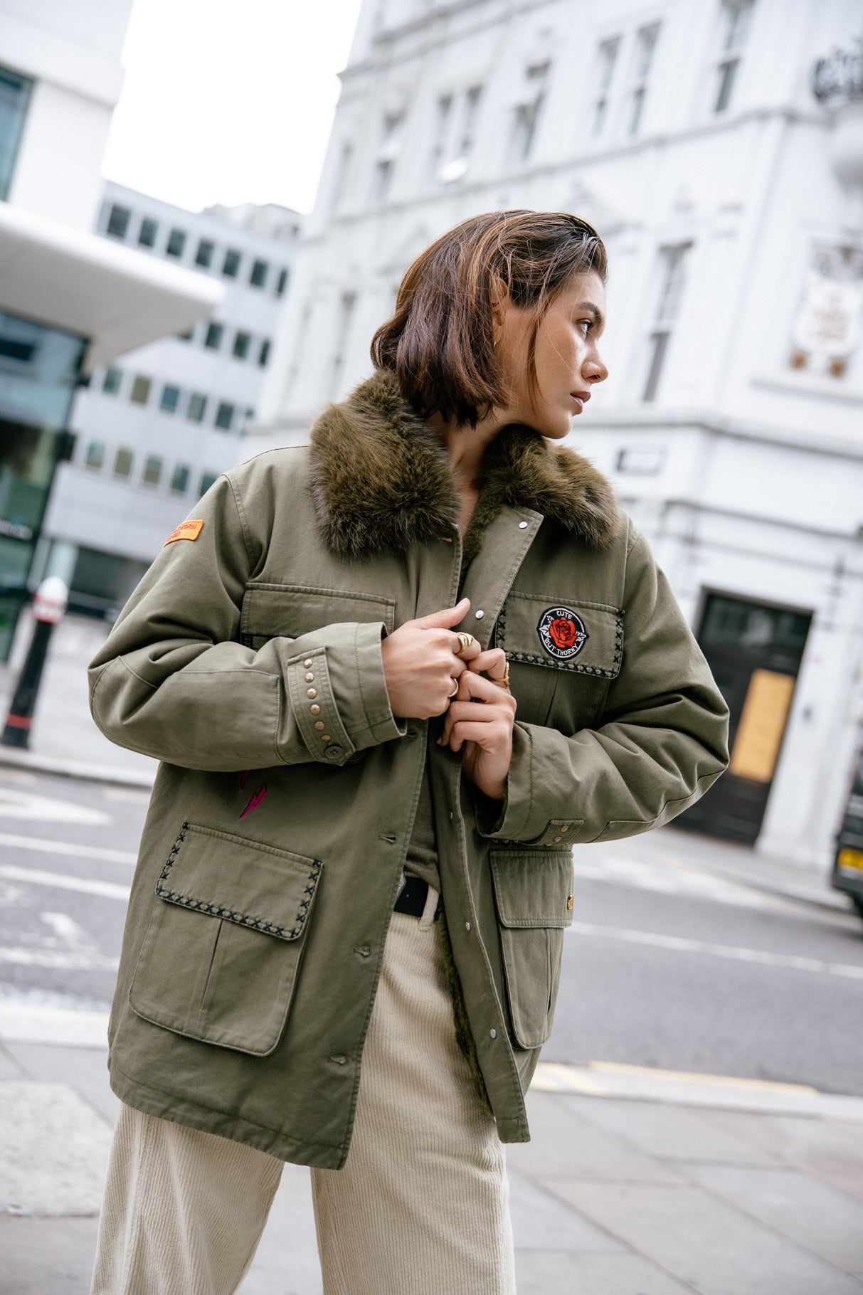 Parka à patch Femme Vatilie Patches khaki | Freeman T. Porter