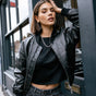 Bomber en cuir Femme Vlad Cuir vintage black | Freeman T. Porter