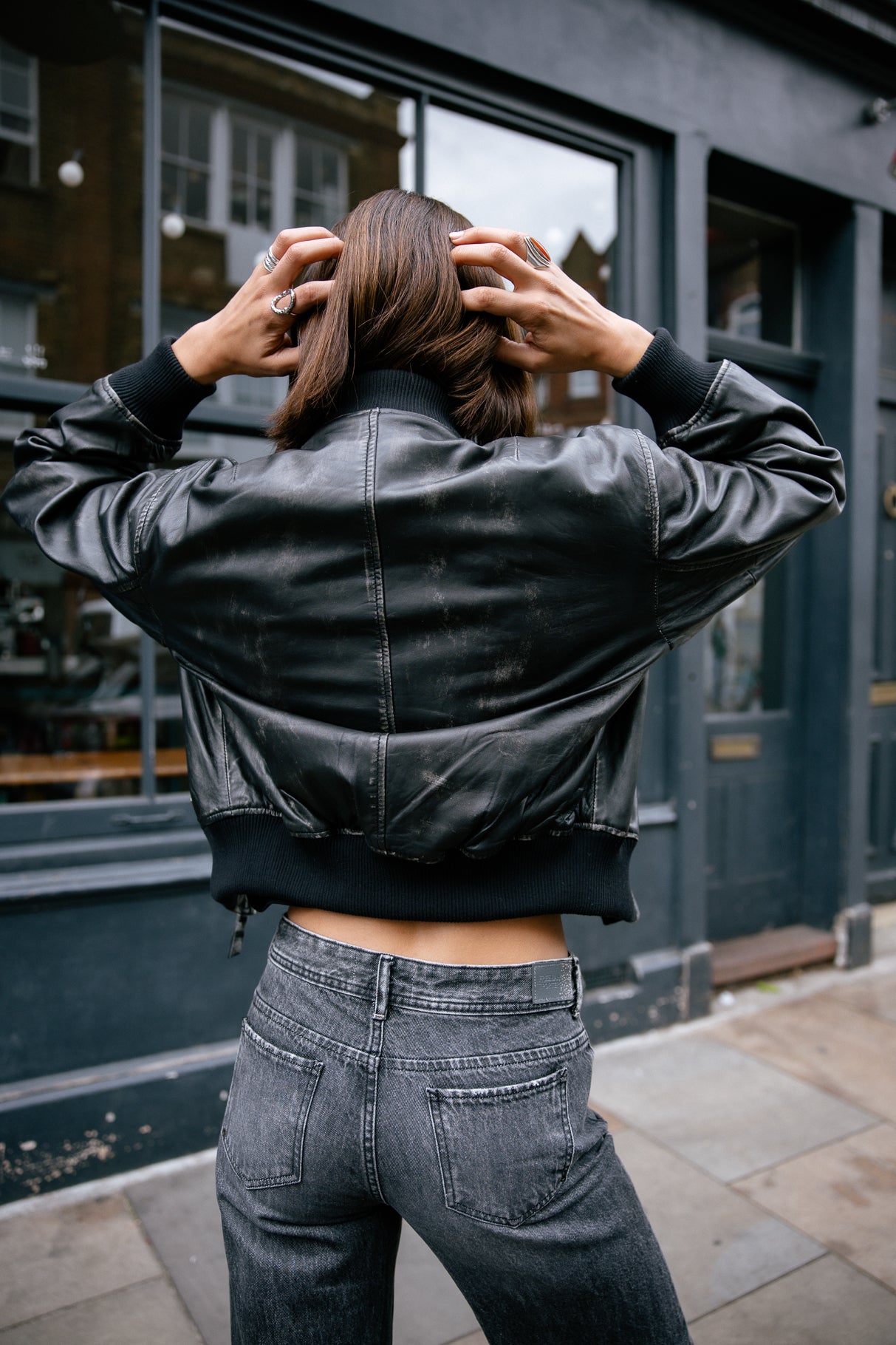 Bomber en cuir Femme Vlad Cuir vintage black | Freeman T. Porter