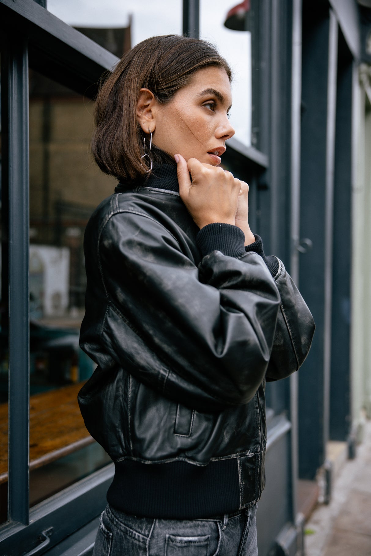 Bomber en cuir Femme Vlad Cuir vintage black | Freeman T. Porter
