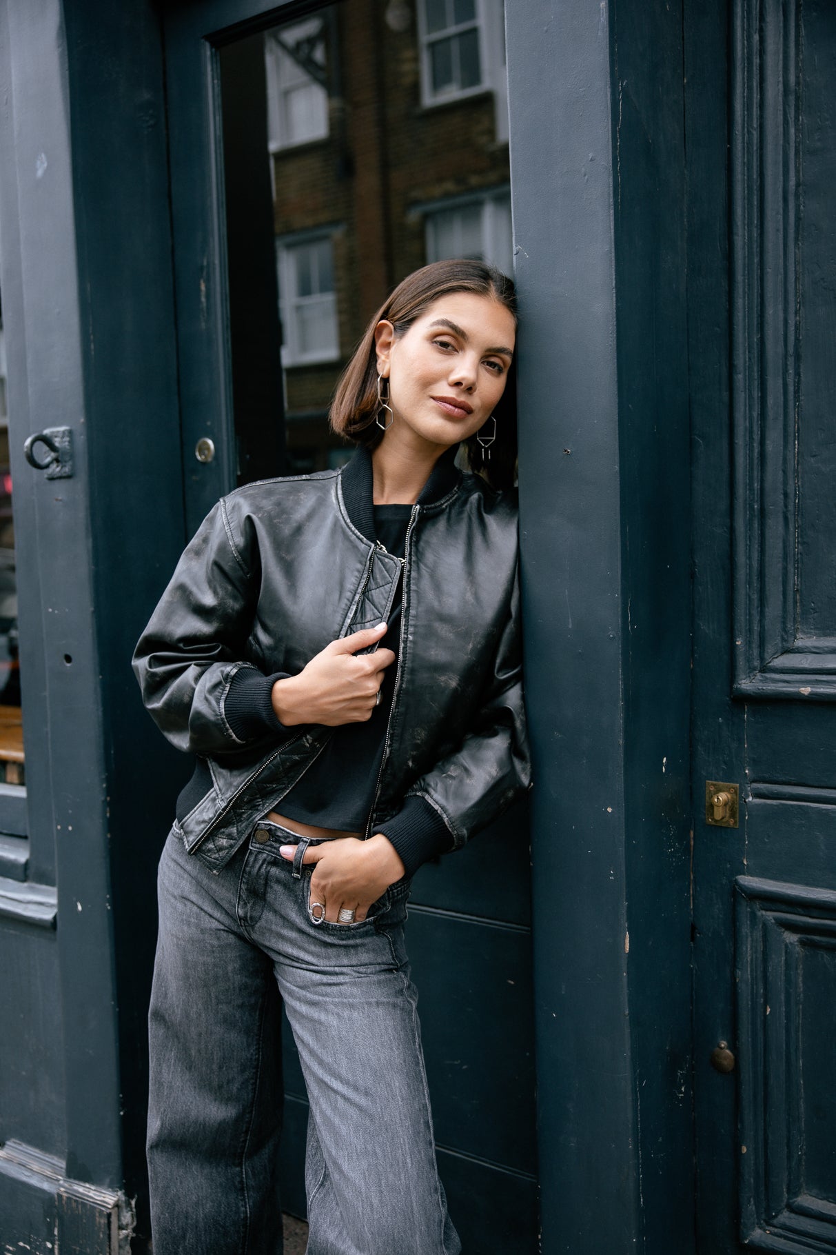 Bomber en cuir Femme Vlad Cuir vintage black | Freeman T. Porter