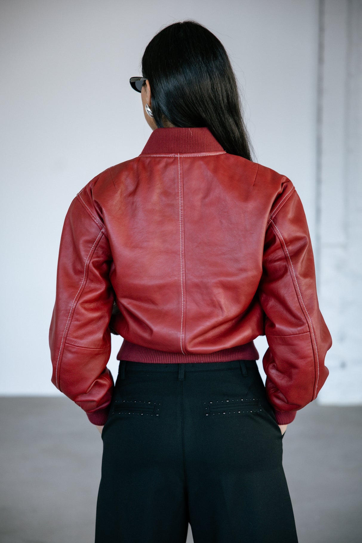 Bomber en cuir Woman Vlad Cuir rhythmic red | Freeman T. Porter