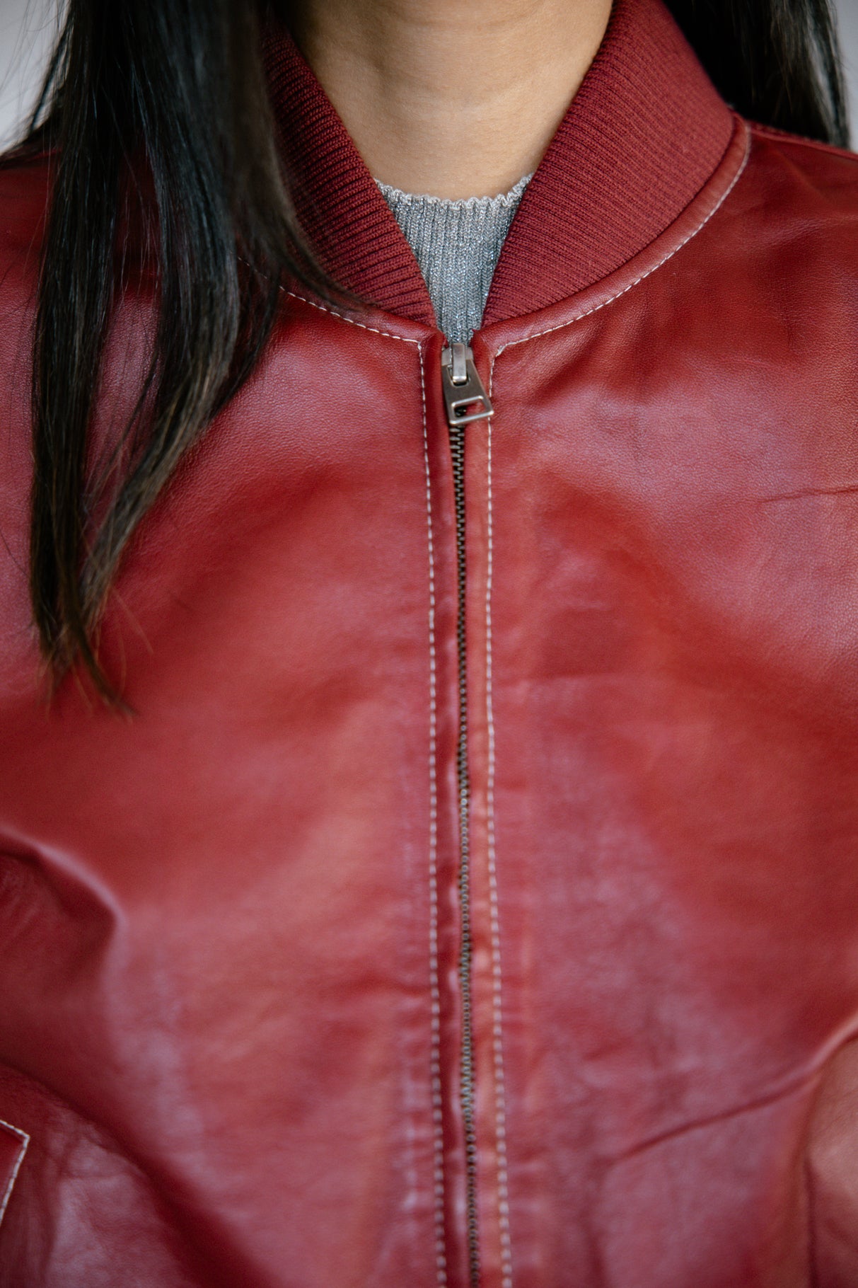 Bomber en cuir Woman Vlad Cuir rhythmic red | Freeman T. Porter