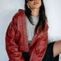 Bomber en cuir Femme Vlad Cuir rhythmic red | Freeman T. Porter