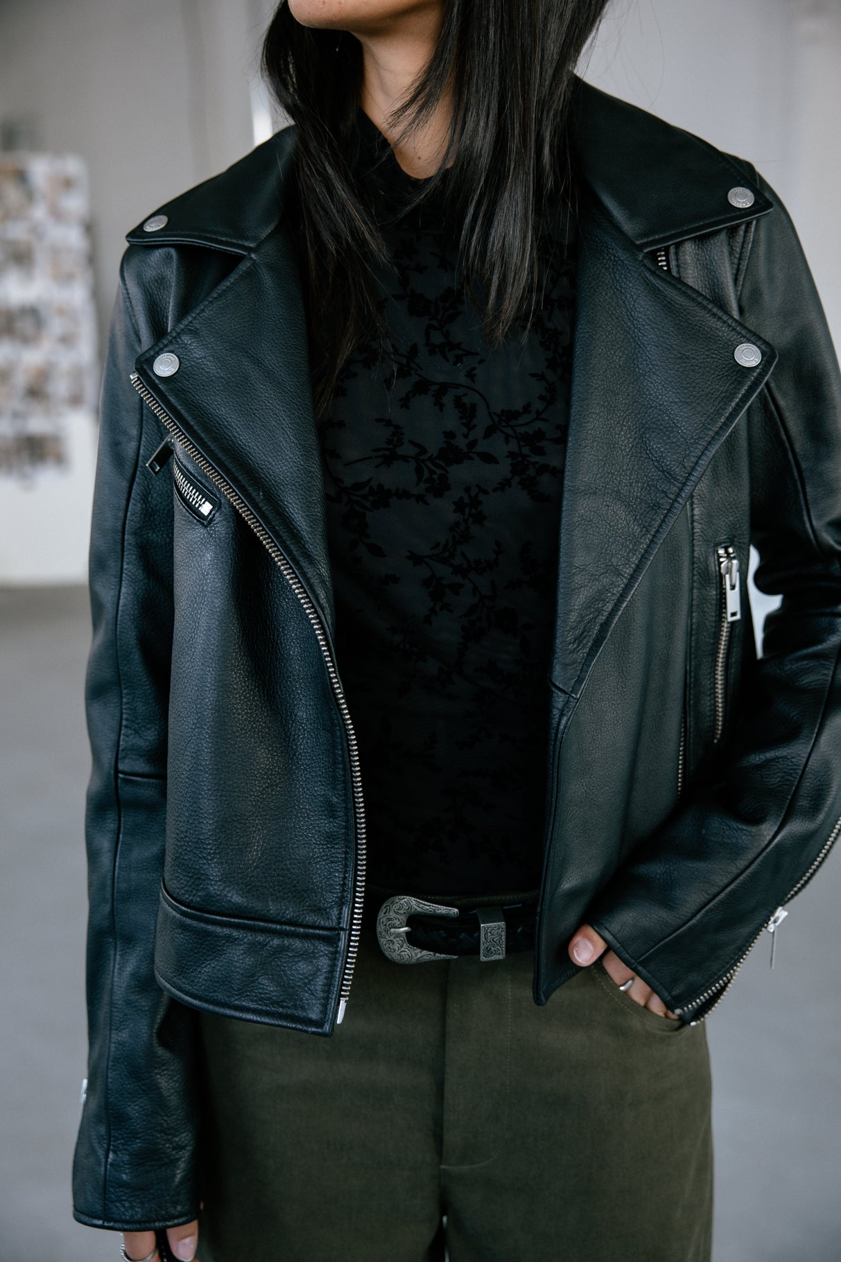 Veste en cuir Femme Kenny Cuir black | Freeman T. Porter