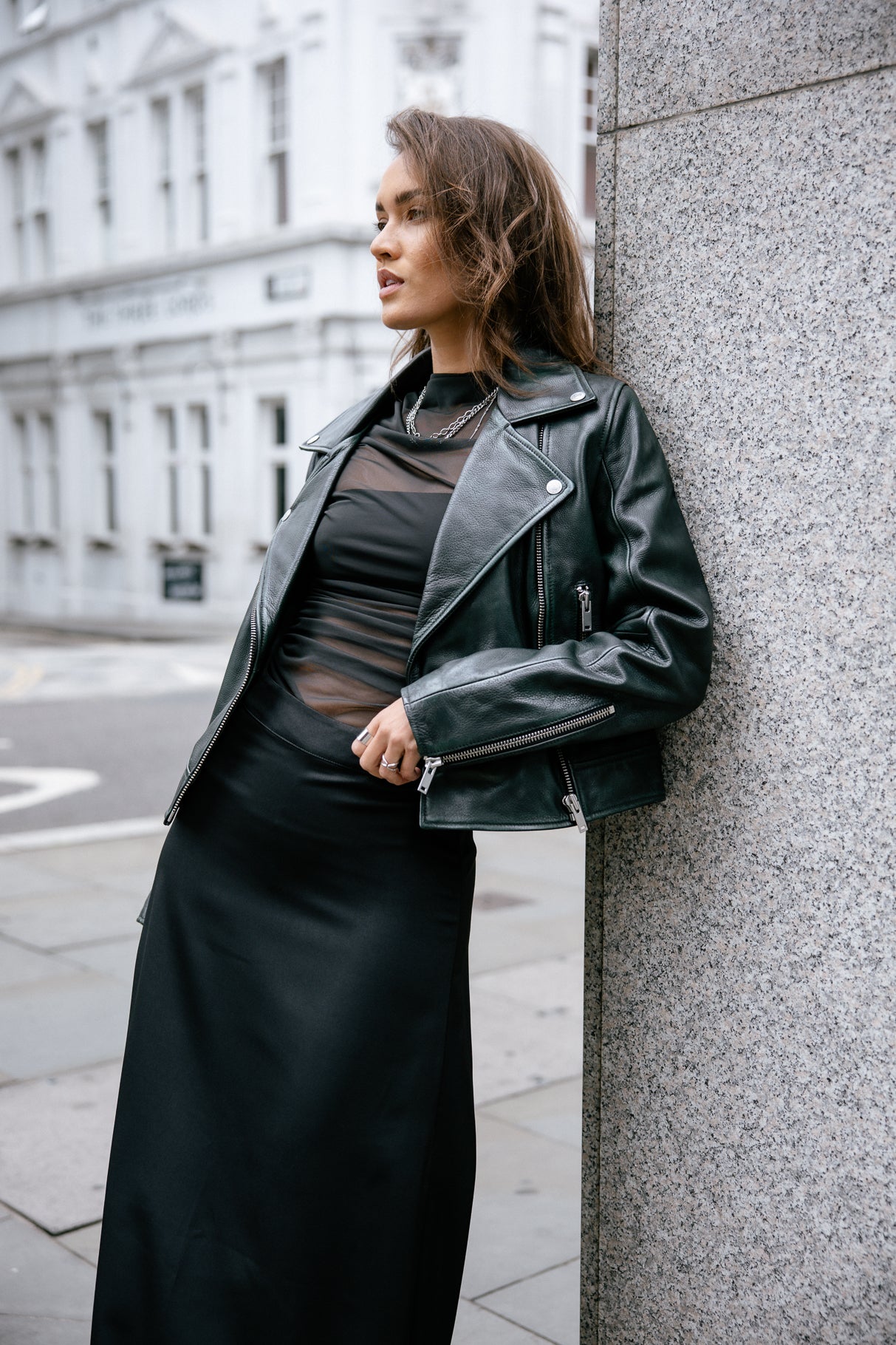Veste en cuir Femme Kenny Cuir dark green | Freeman T. Porter