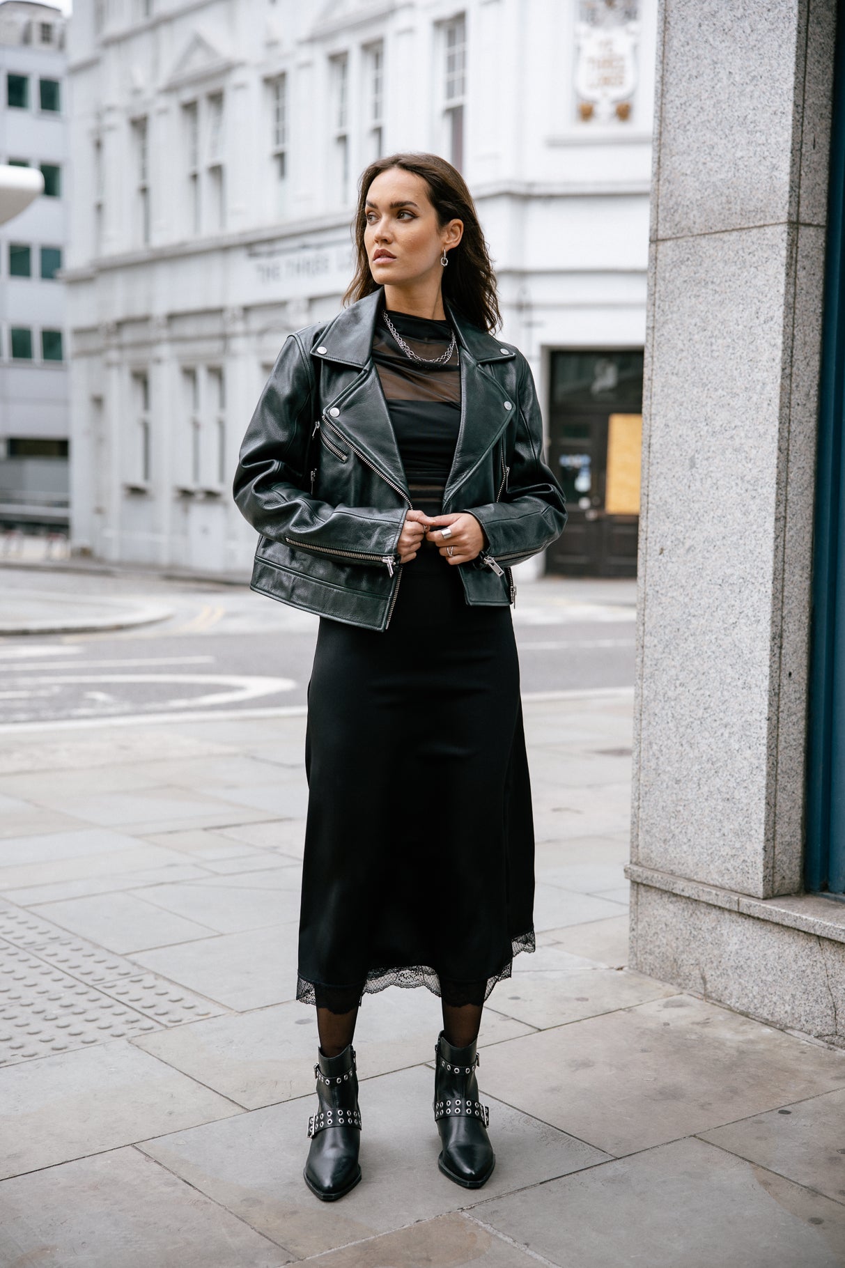 Veste en cuir Femme Kenny Cuir dark green | Freeman T. Porter