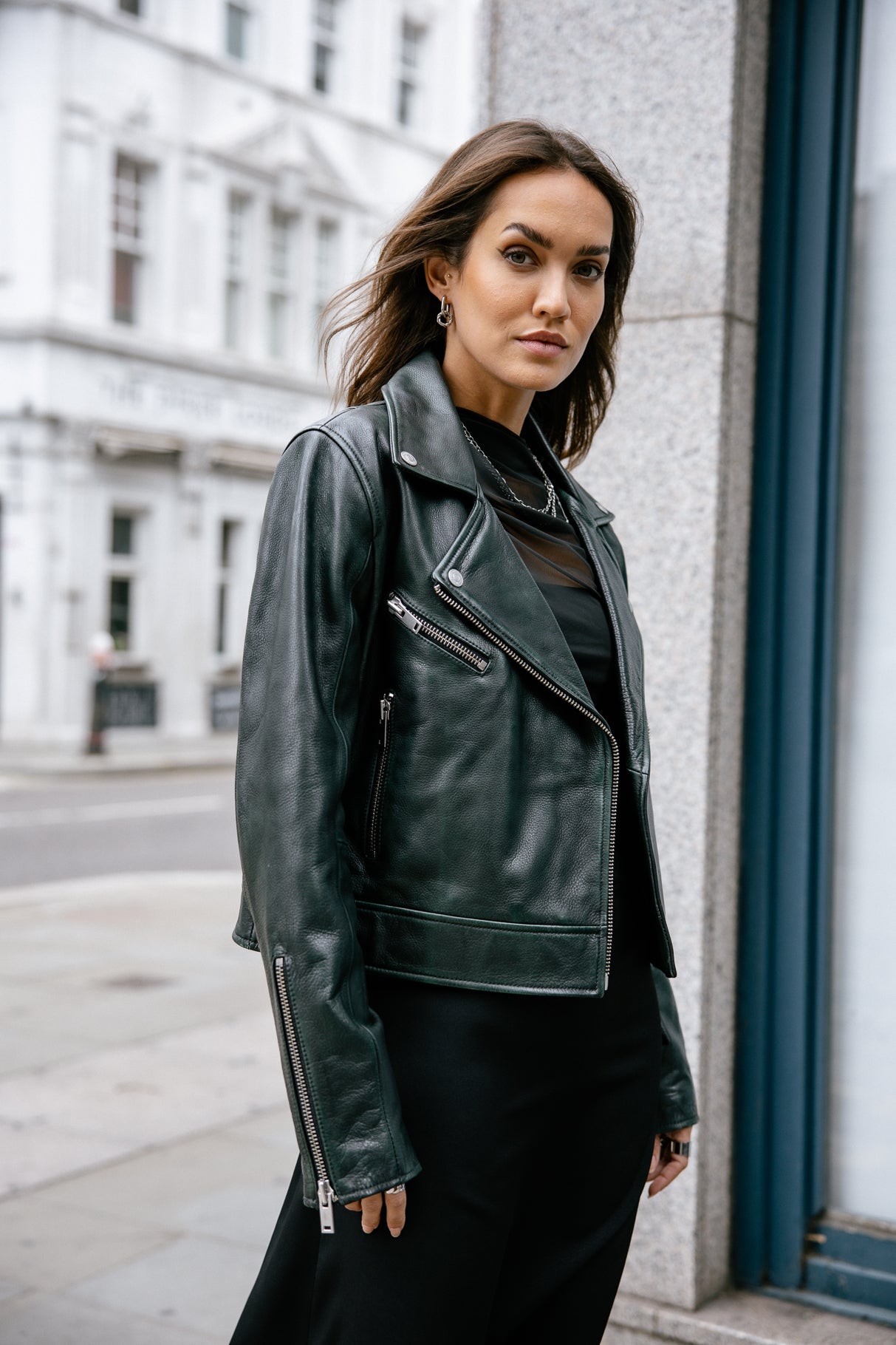 Veste en cuir Femme Kenny Cuir dark green | Freeman T. Porter