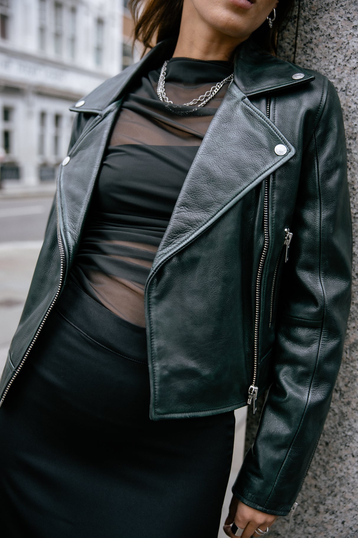 Veste en cuir Femme Kenny Cuir dark green | Freeman T. Porter